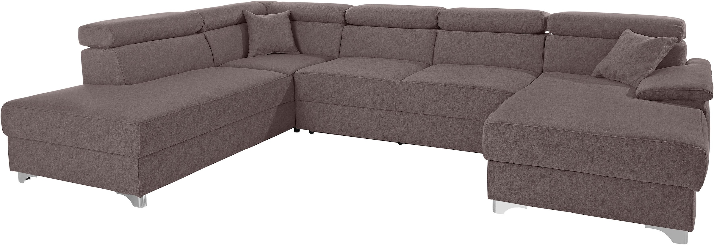 DOMO collection Wohnlandschaft »Mira, inklusive Kopfteilverstellung für mehr Wohlfühlkomfort, U-Form«, wahlweise mit Bettfunktion und Bettkasten, elegant und modern