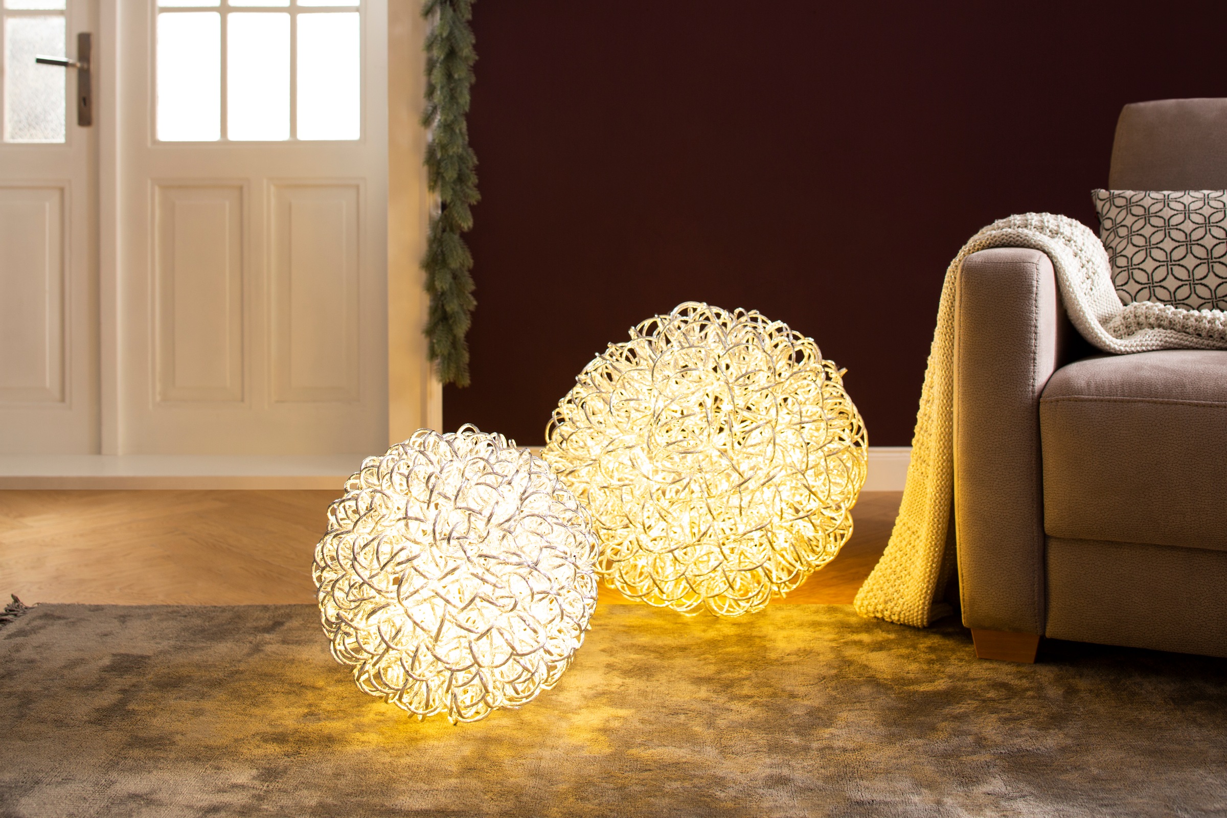 AM Design LED Dekolicht Warmweiß in Kugelform, Geflecht, Weihnachtsdeko aus günstig online kaufen