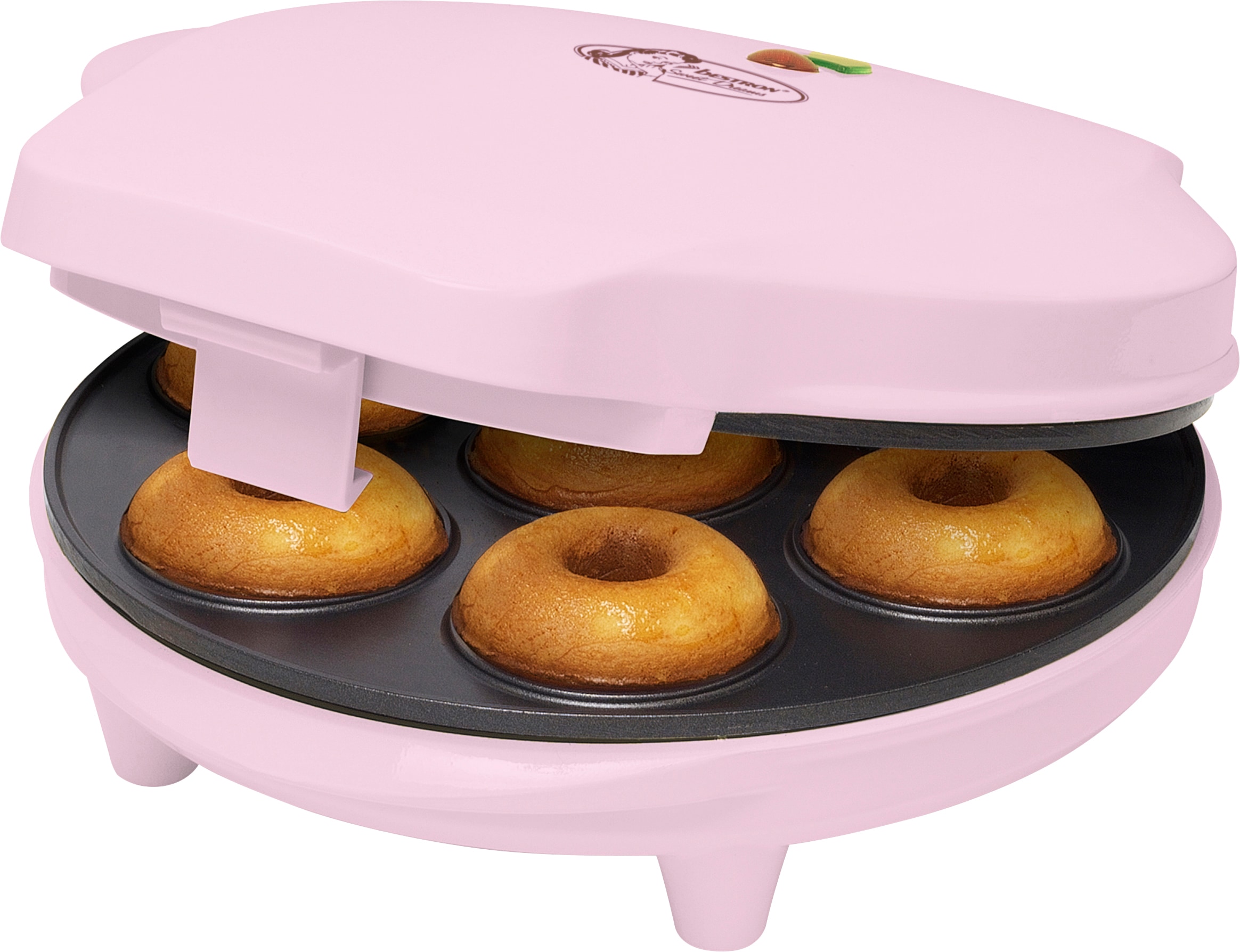 bestron Waffeleisen "Donut-Maker ADM218SDP", 700 W, im Retro Design, Sweet Dreams, Antihaftbeschichtung, Rosa
