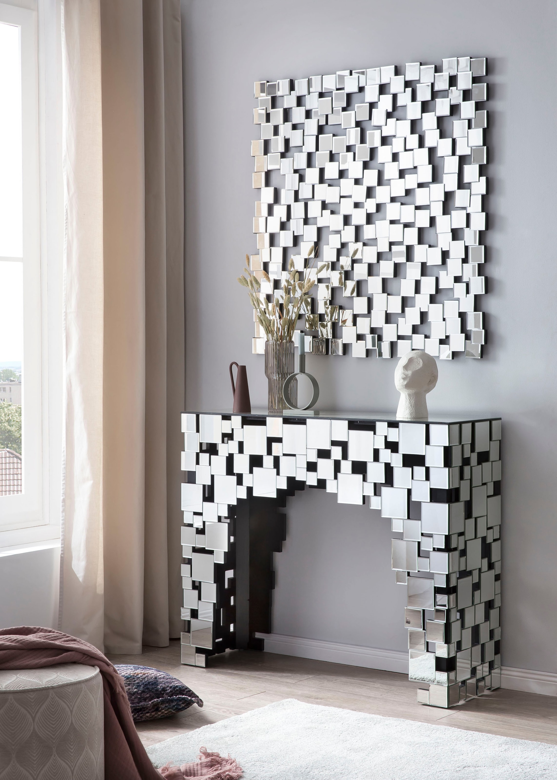 SalesFever Wandspiegel, Spiegelglasquadraten in einzigartigem Mosaikdesign günstig online kaufen