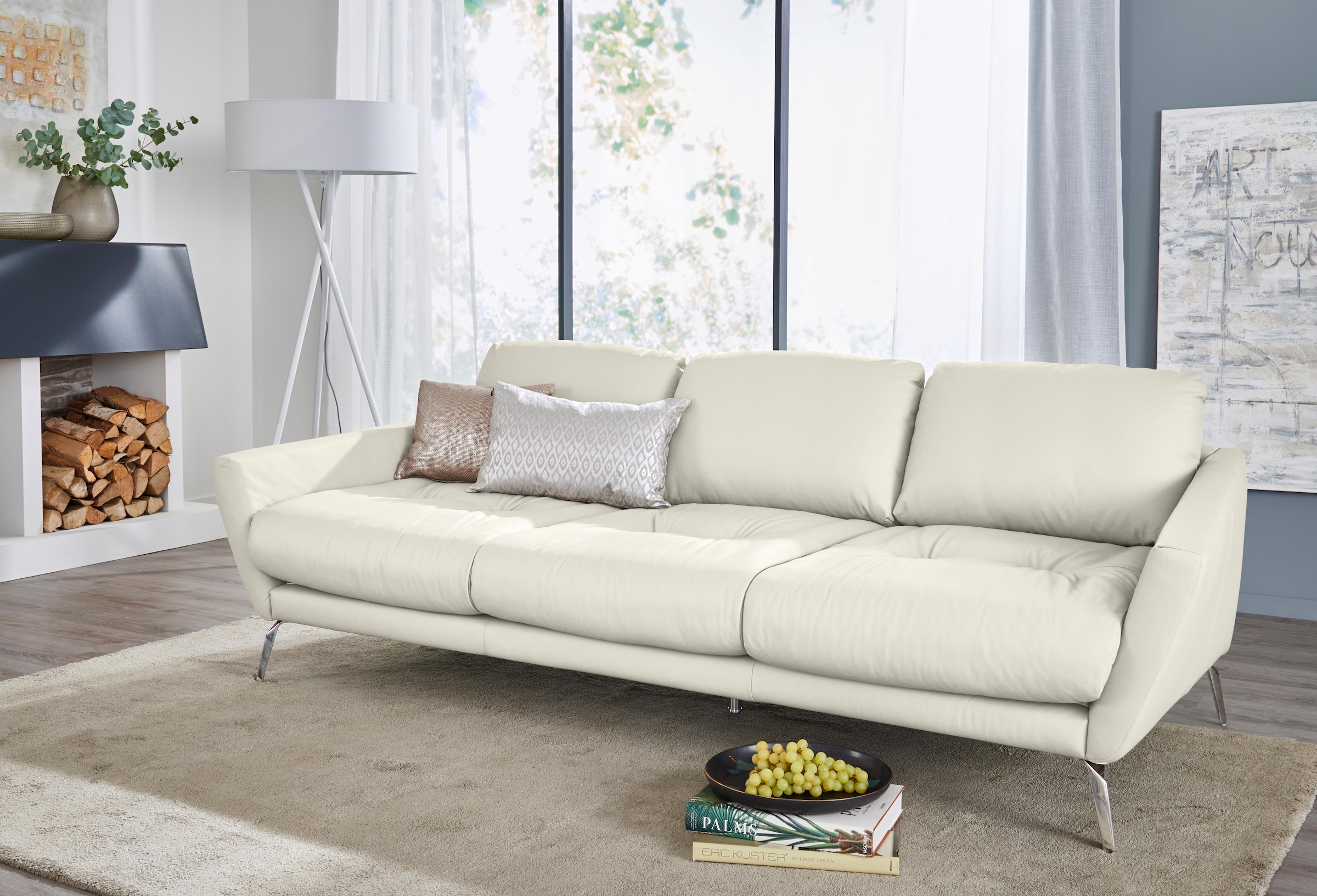 W.SCHILLIG Big-Sofa "softy", mit dekorativer Heftung im Sitz, Füße Chrom glänzend