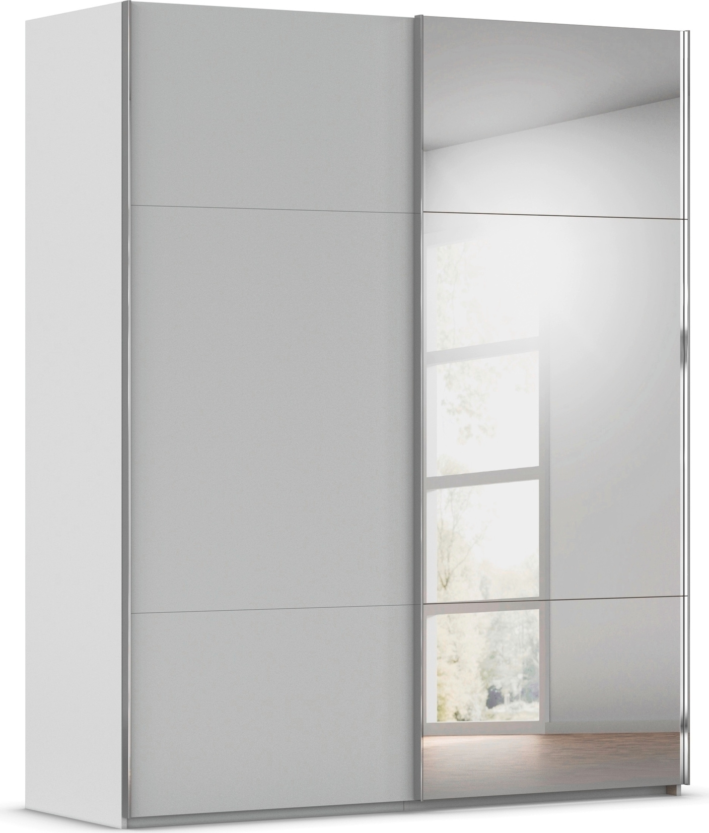 rauch Schwebetürenschrank "Kleiderschrank Schrank Garderobe Schlafzimmerschrank CONTIDO" 3 verschiedene Ausstattungen BASIC/CLASSIC/PREMIUM (inkl. SOFT-CLOSE), aus hochwertigem Material in 6 Breiten 2 Griff-Farben MADE IN GERMANY