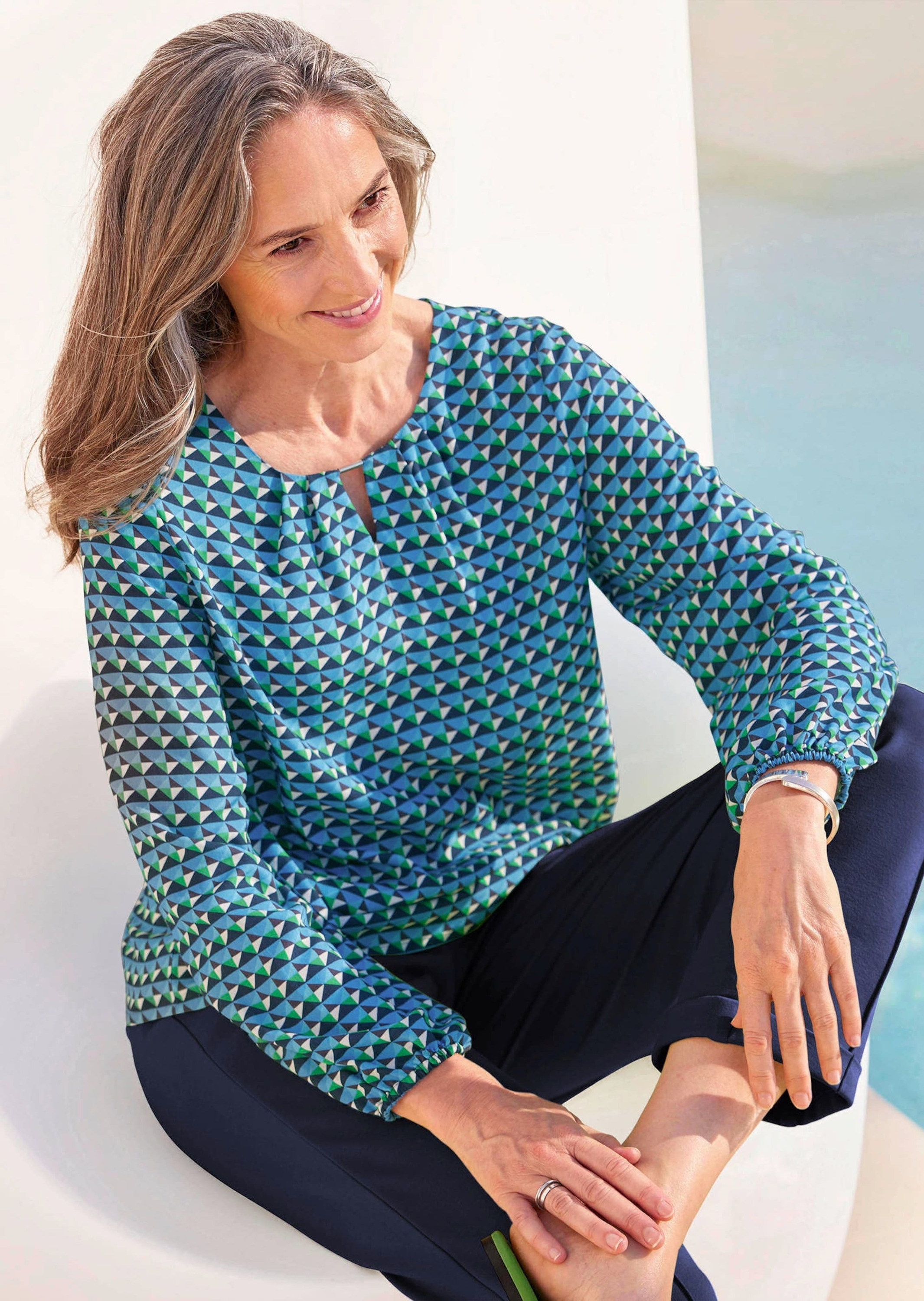 GOLDNER Kurzarmbluse »Druckbluse aus reiner Viskose«