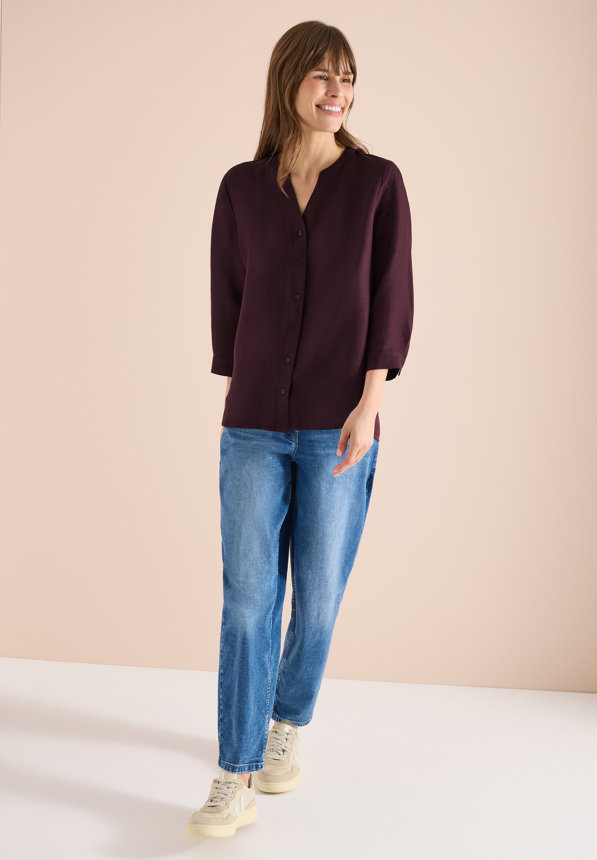 Cecil Women Long Blouse Rich Burgundy Size L 2