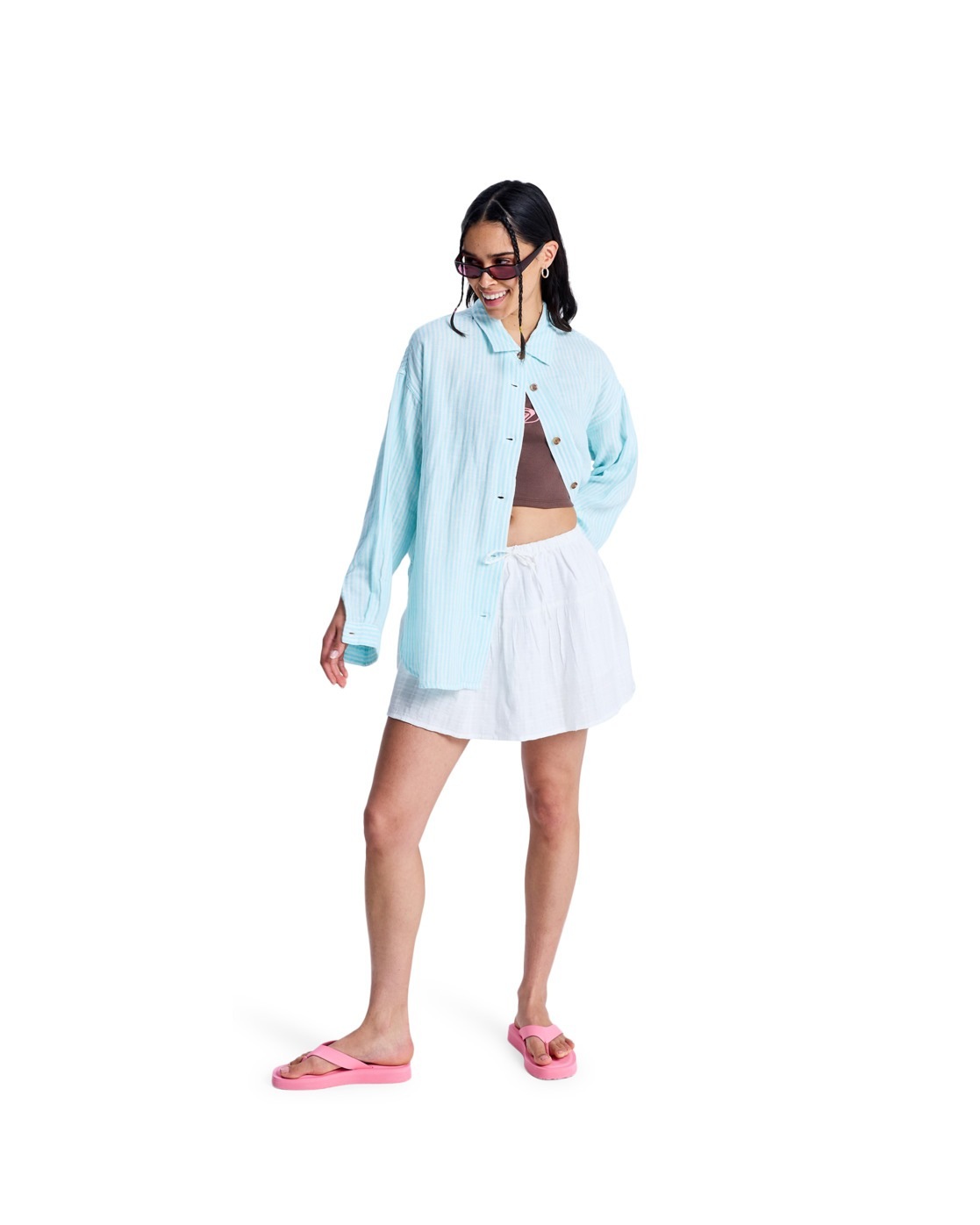 Langarmshirt ROXY "Morning Shine Stripe", Damen, Gr. S, coconut milk regular stripe, Obermaterial: 80% Walkfrottier, 20% Leinen;, Shirts Langarmshirt 3