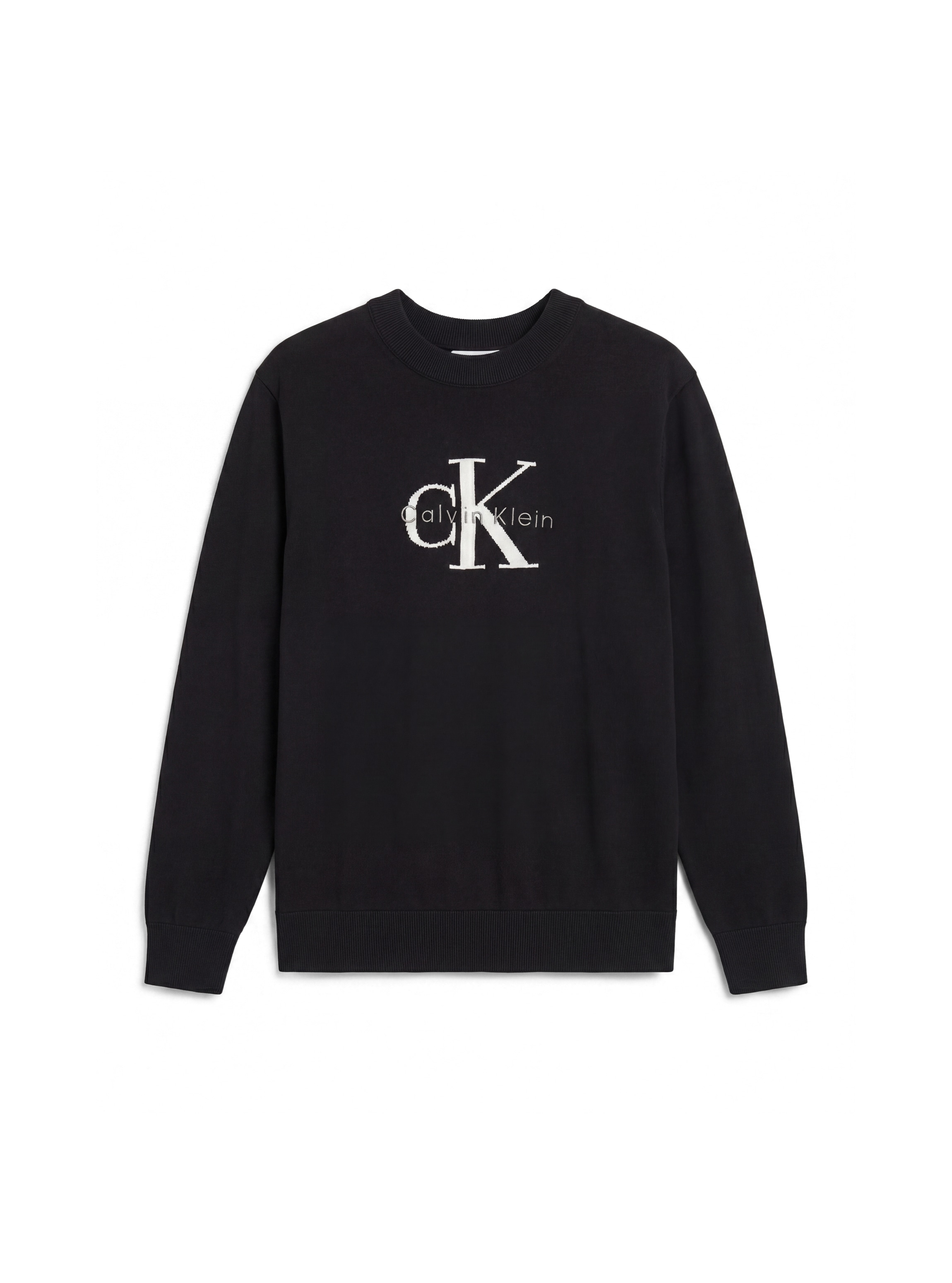 Calvin Klein Rundhalspullover »COTTON MONOLOGO« Regular fit mit Rundhalsausschnitt