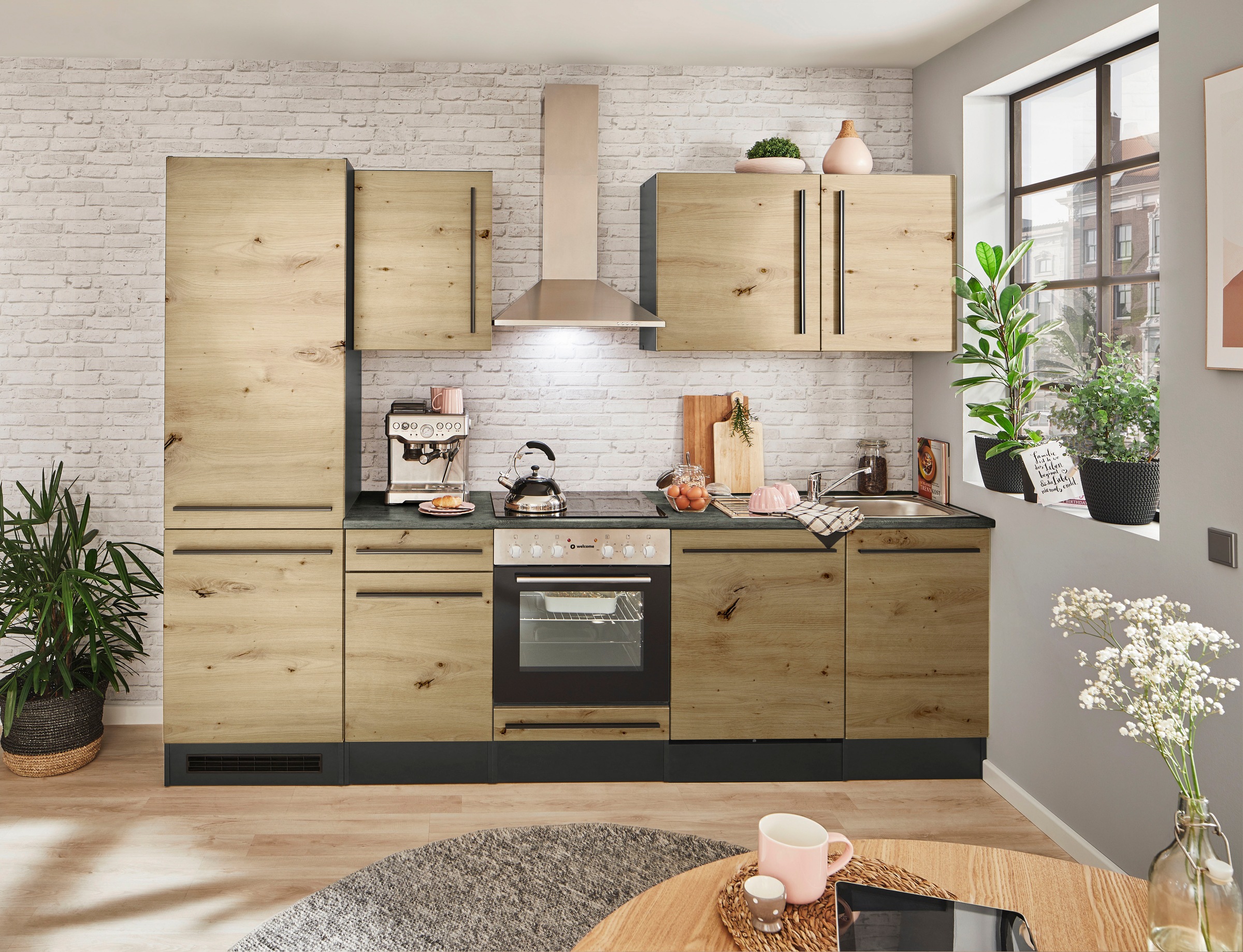 BASIC by Balculina Küchenzeile »Jazz«, Breite 280 cm, wahlweise mit E-Geräten