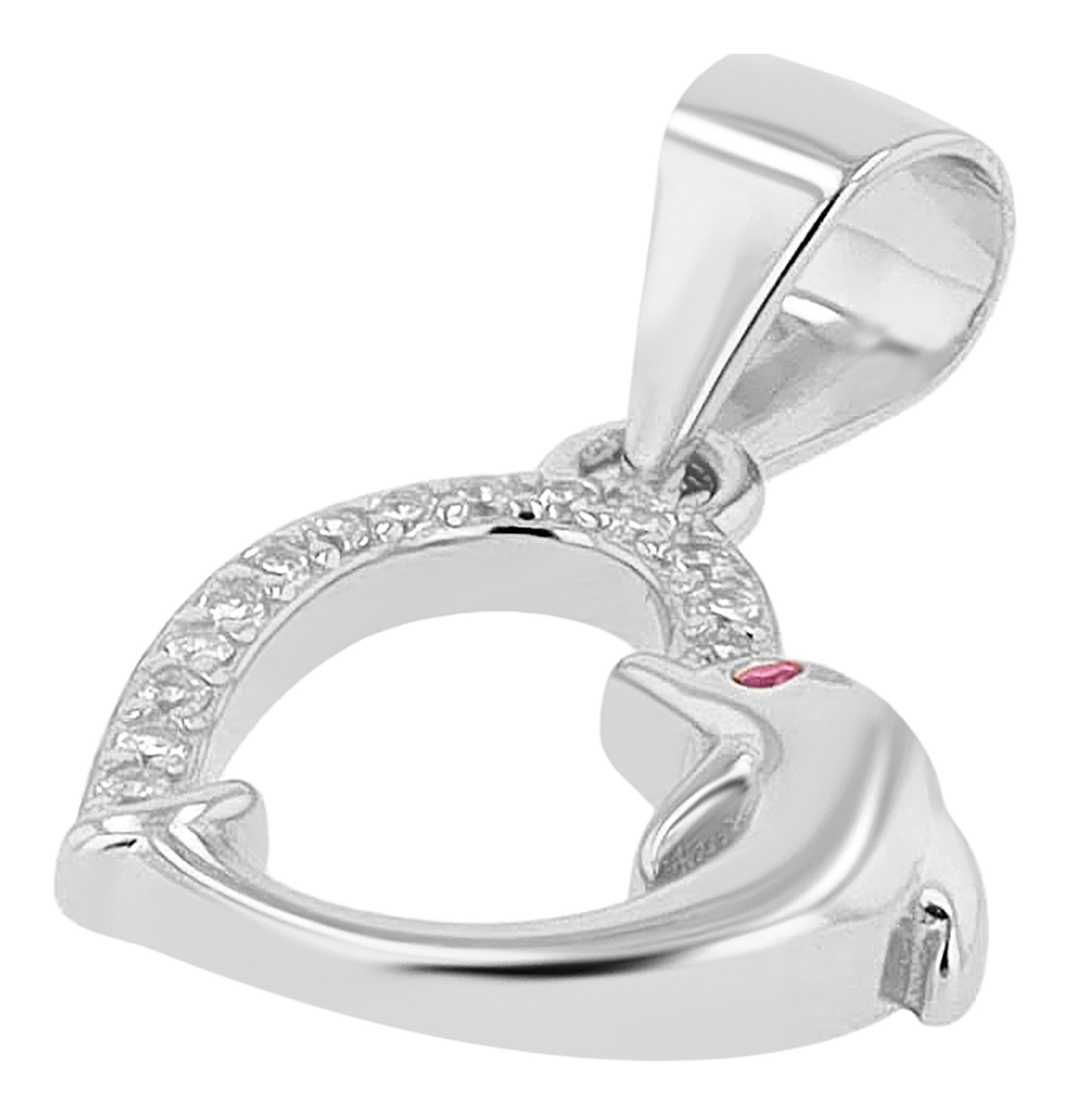 Adelia´s Kettenanhänger »Anhänger – Delfin Herzanhänger aus 925 Silber mit Zirkonia«  Ein kleines Geschenk mit großer Wirkung