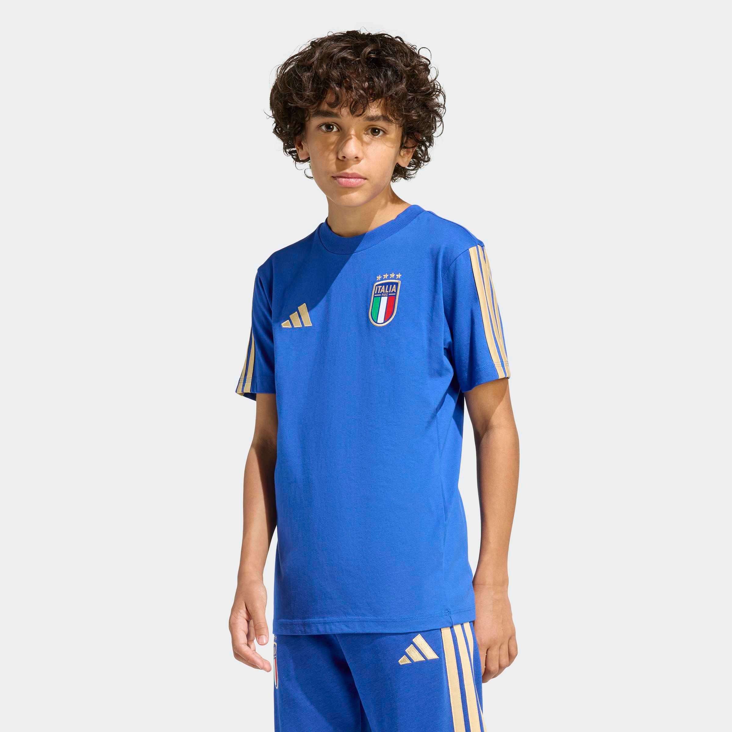 adidas Performance T-Shirt "FIGC KIDS TEE" für Kinder, mit Rundhalsausschnitt, fußball-inspiriertes Design