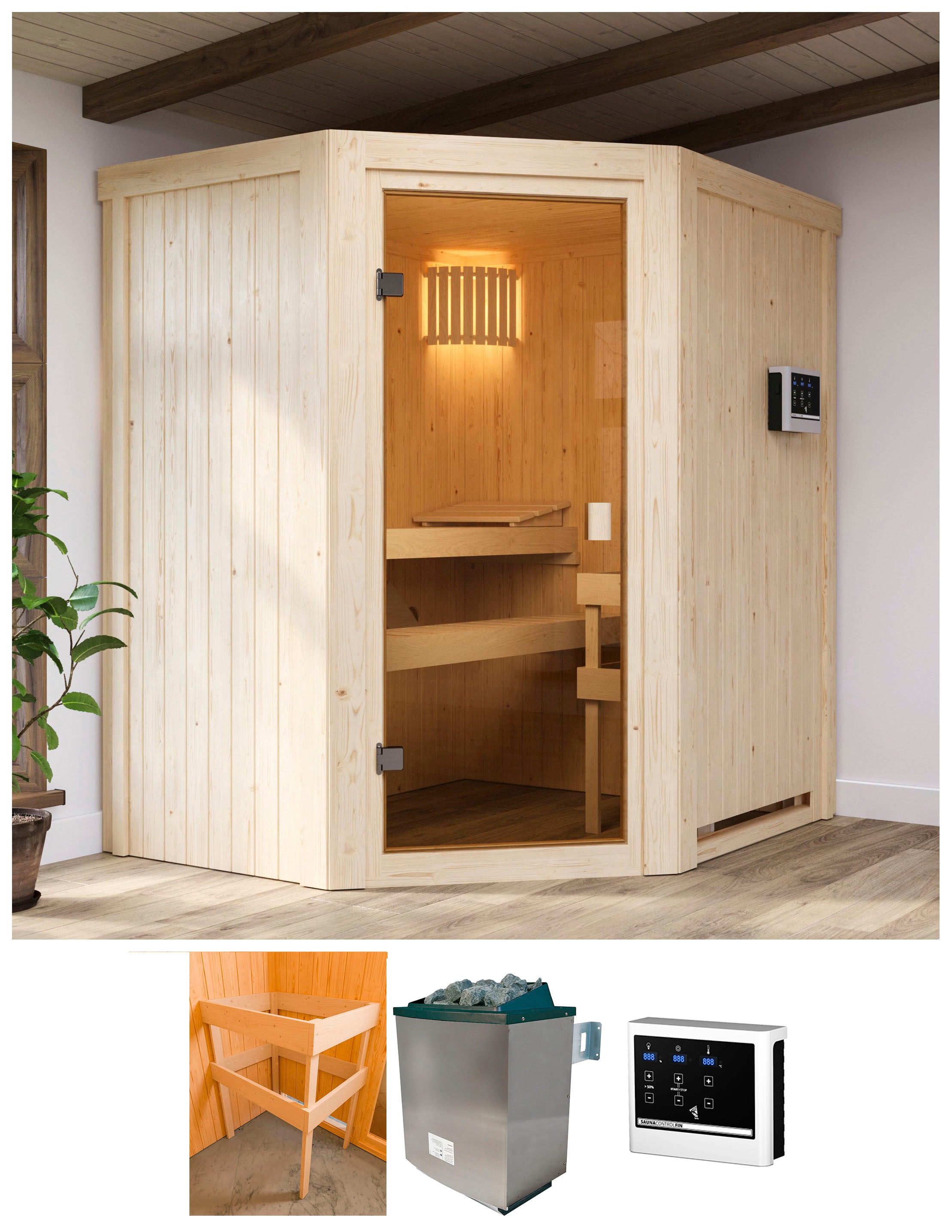 Karibu Sauna "Faurin" Ofen 9 KW externe Strg easy
