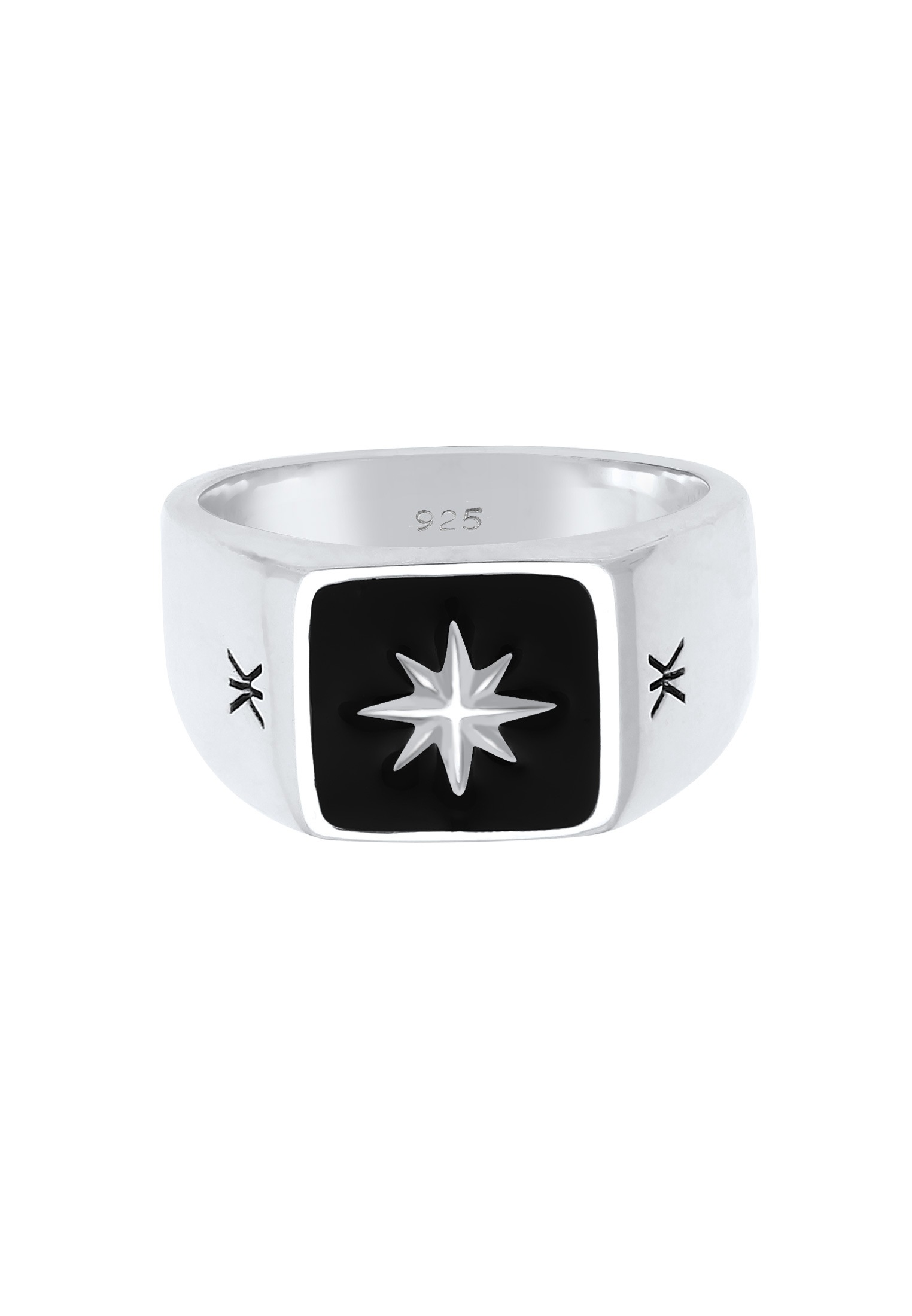 Kuzzoi Siegelring »Ring Herren Siegelring Emaille Stern Basic 925er Silber«