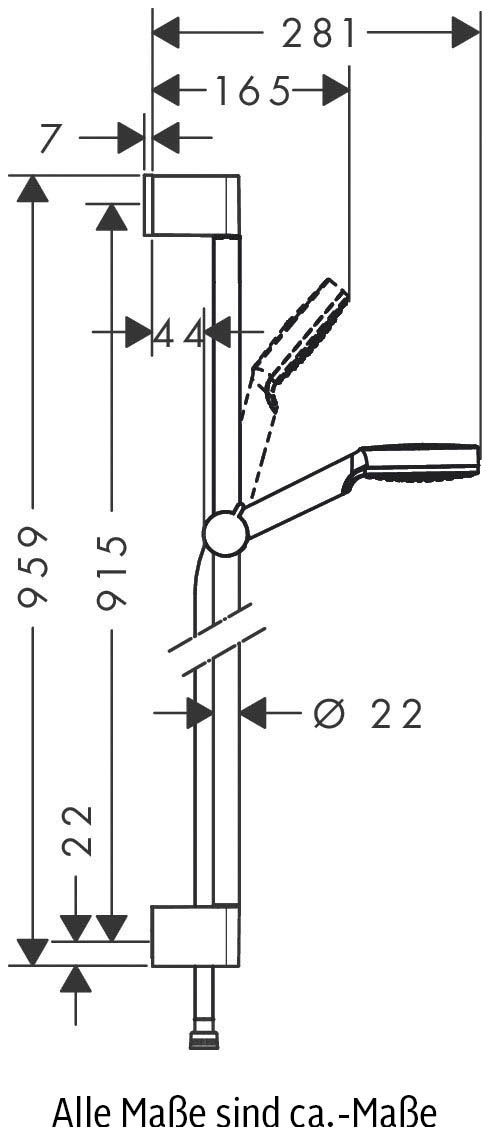 hansgrohe Brausegarnitur »Crometta«, (Komplett-Set), 10cm, wassersparend mit Duschstange 90cm, Weiß/chrom