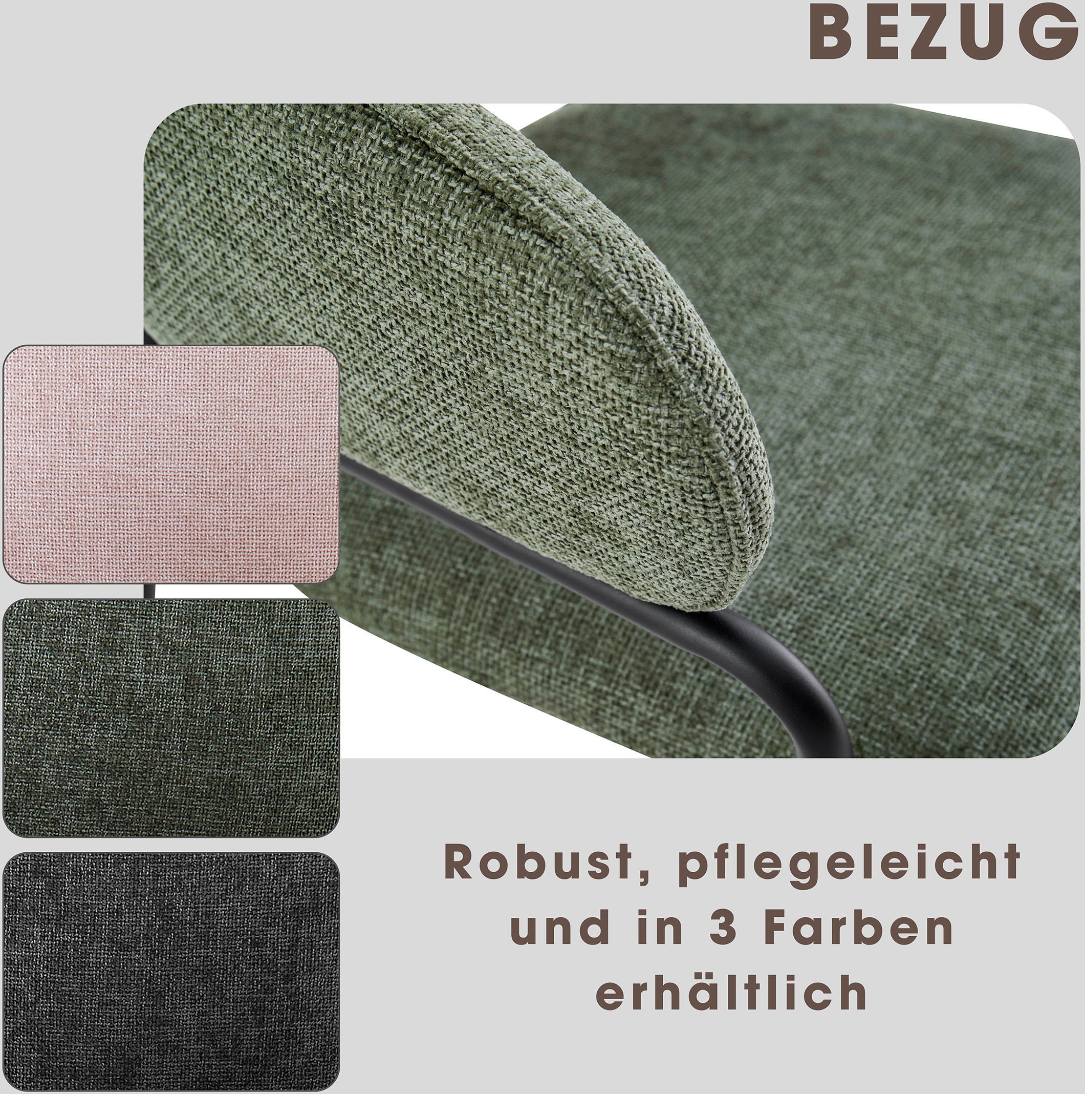 byLIVING Esszimmerstuhl »Curve«, (Set), 2 St., Webstoff, moderner Stoff Stuhl mit gemütlichem Sitzkomfort, verschiedene Farben.