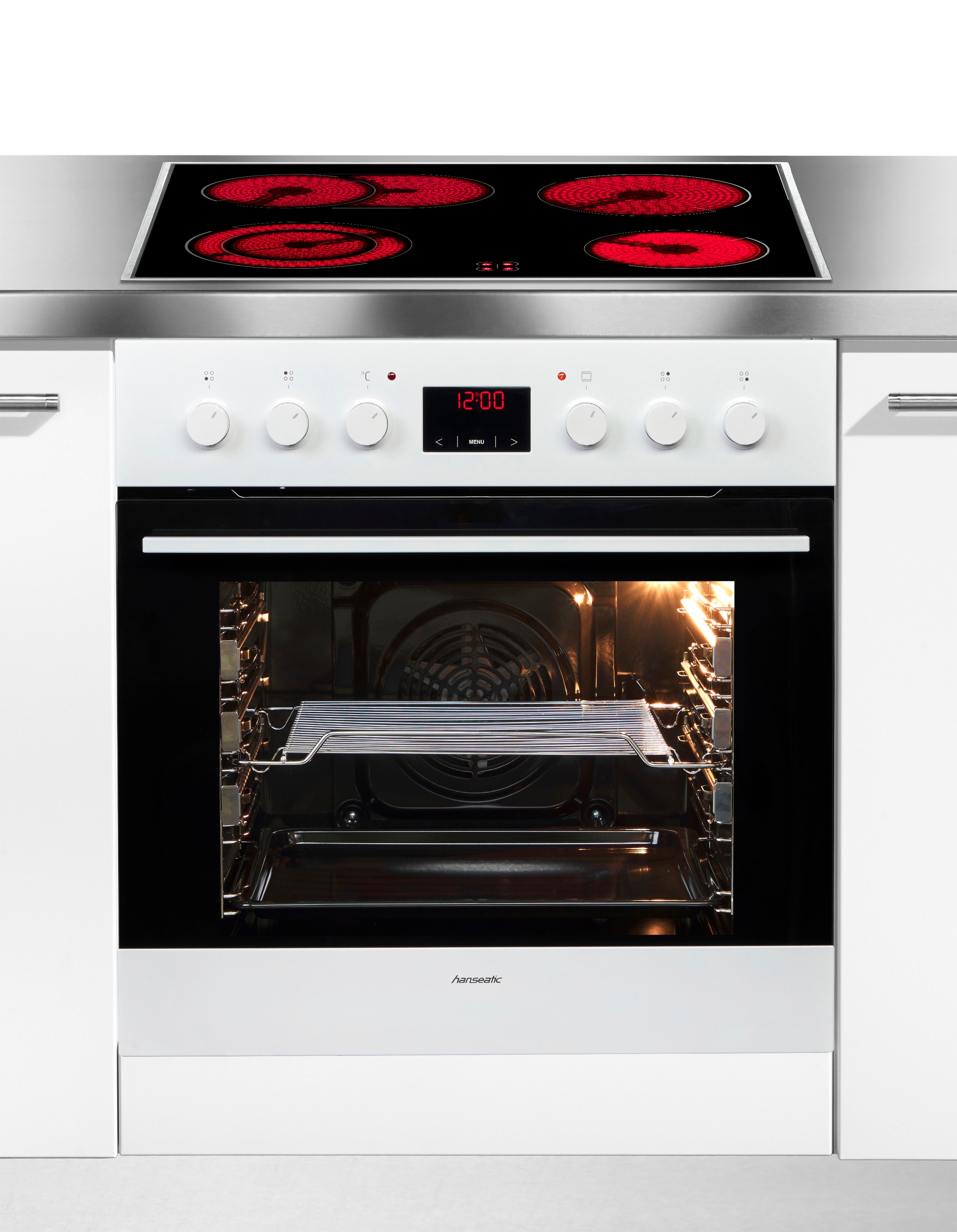 HANSEATIC Elektro-Herd-Set "2022C(G)3.334eEHiTsDpHbW", weiß, Herdsets