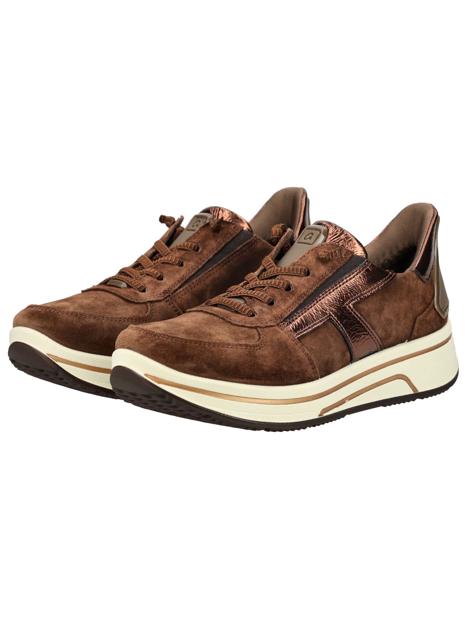 Sneaker ARA "Ara Sneaker Leder", Damen, Gr. 39, braun (mocca), Leder, Schuhe Sneaker 3