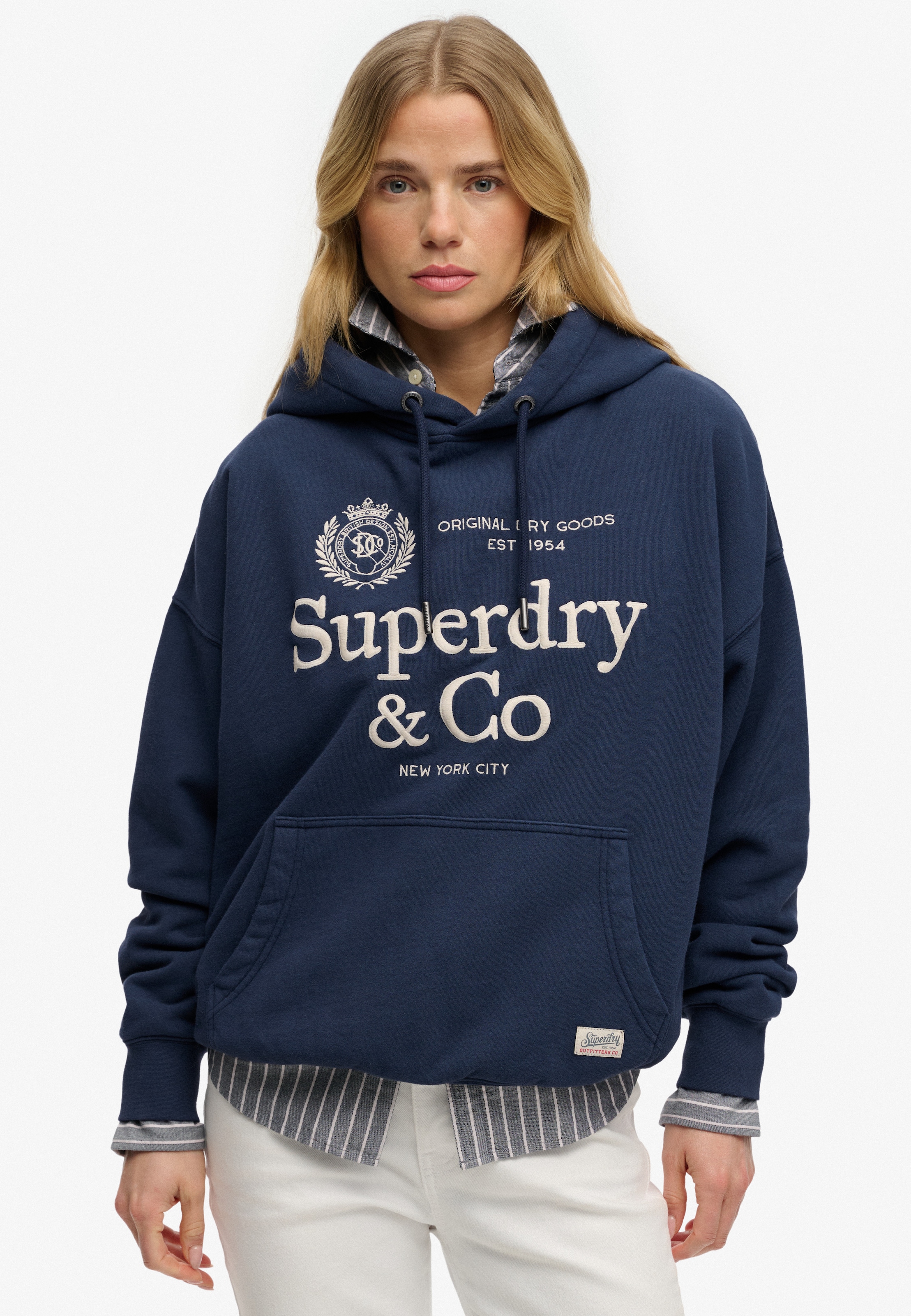 Superdry Kapuzensweatshirt "Luxe Casual Emb Relaxed Hood", Baumwolle, oversize