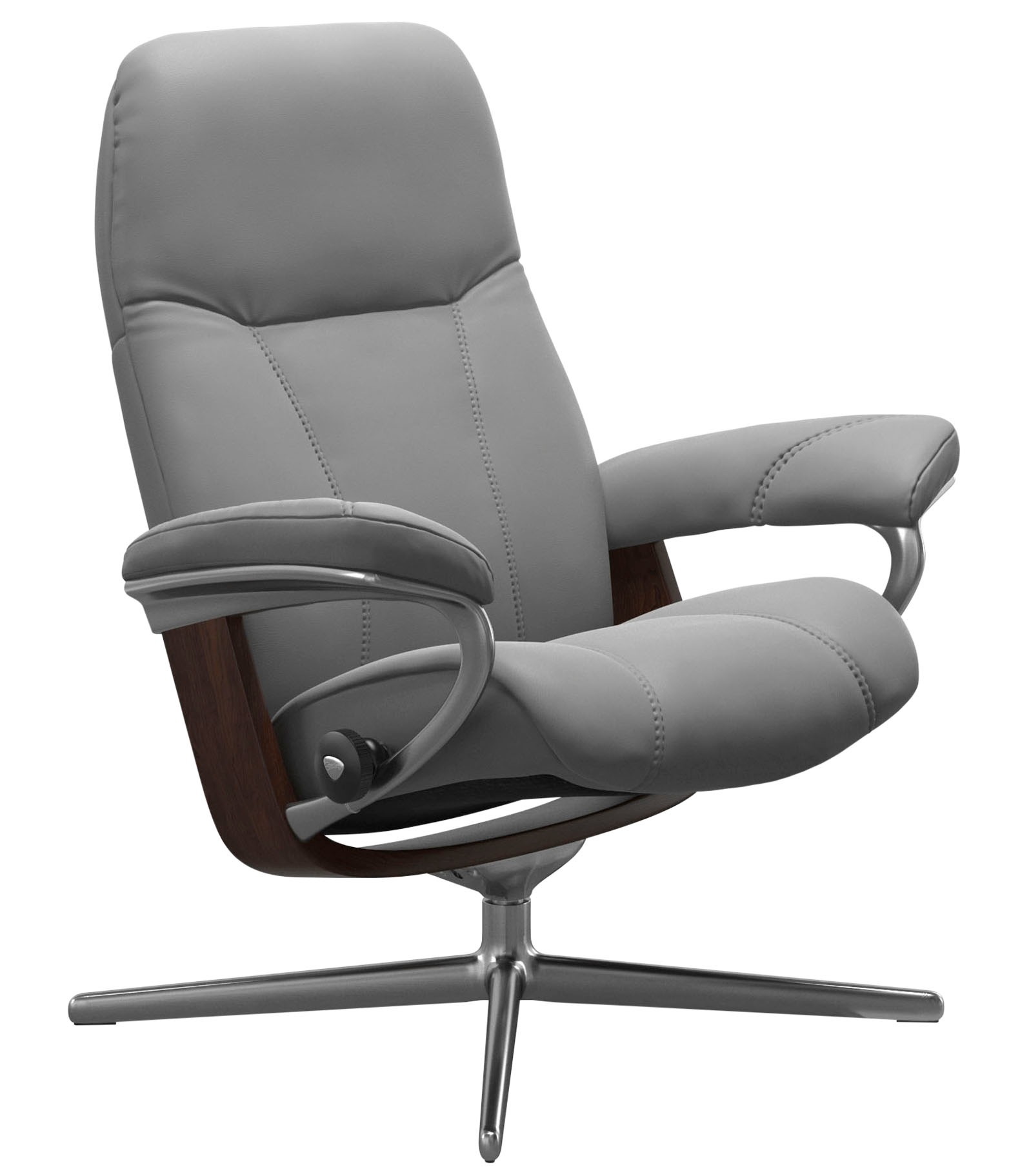 Relaxsessel STRESSLESS "Consul", grau (wild dove batick), B:78cm H:97cm T:70cm, Leder BATICK: BATICK ist ein leicht korrigiertes, durchgefärbtes und genarbtes Möbelleder, bei dem die meisten Unebenheiten und Spuren in der Regel entfernt wurden., Sessel, R 8