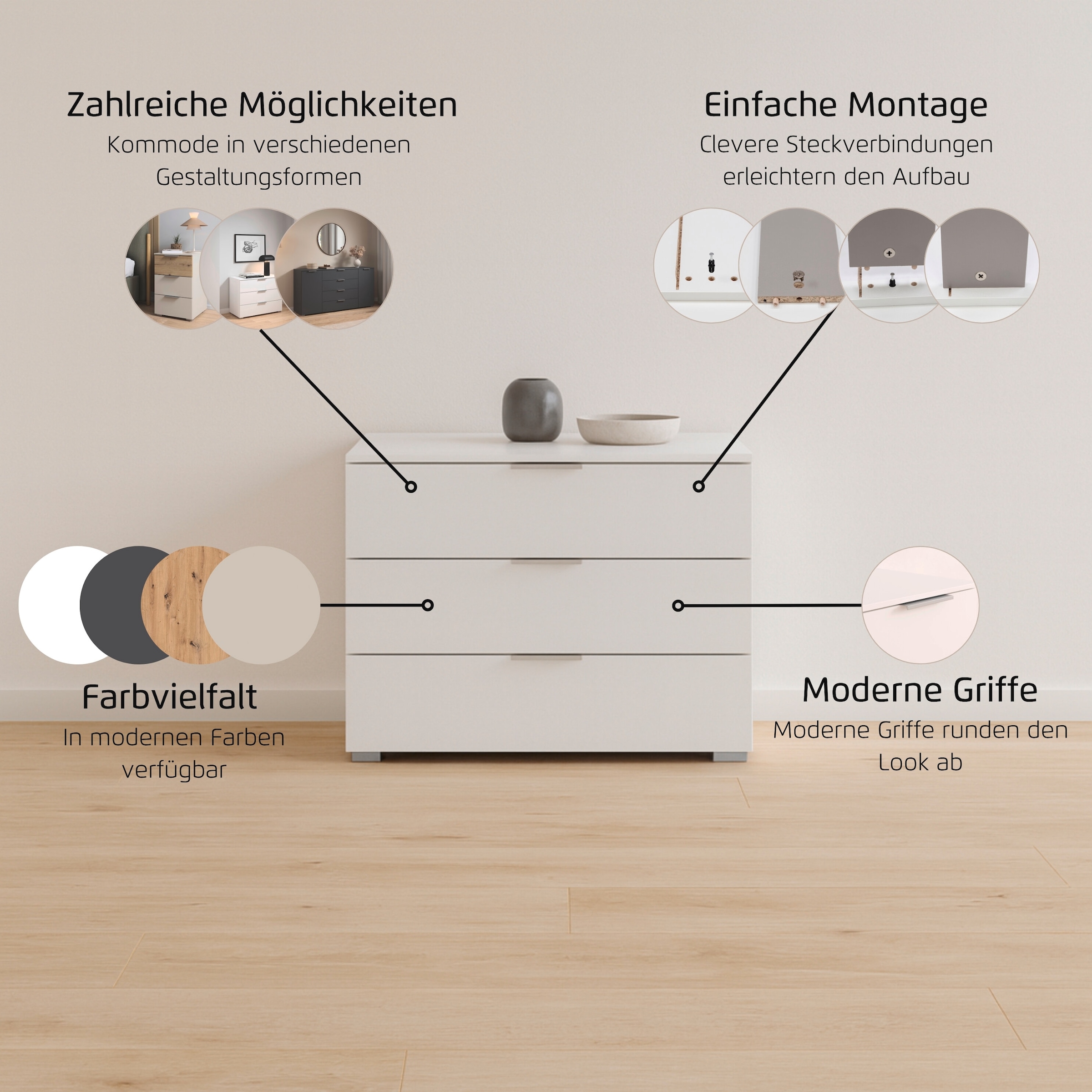 rauch Schubkastenkommode »Astana« Breite 80 cm / Höhe 61 cm, 