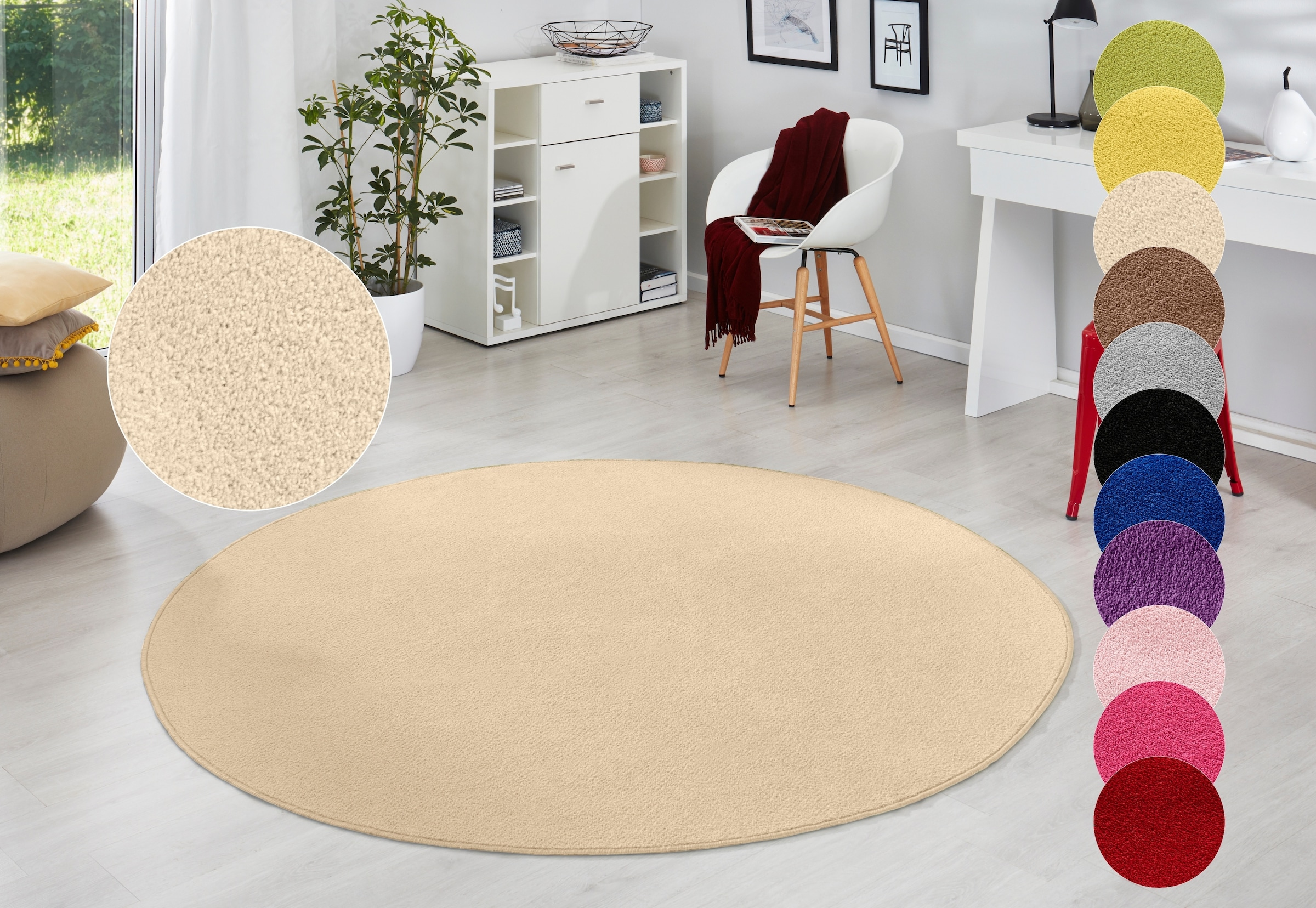 HANSE Home Teppich "Fancy" rund 7 mm Höhe Kurzflor, Weich, Einfarbig, Wohnz günstig online kaufen