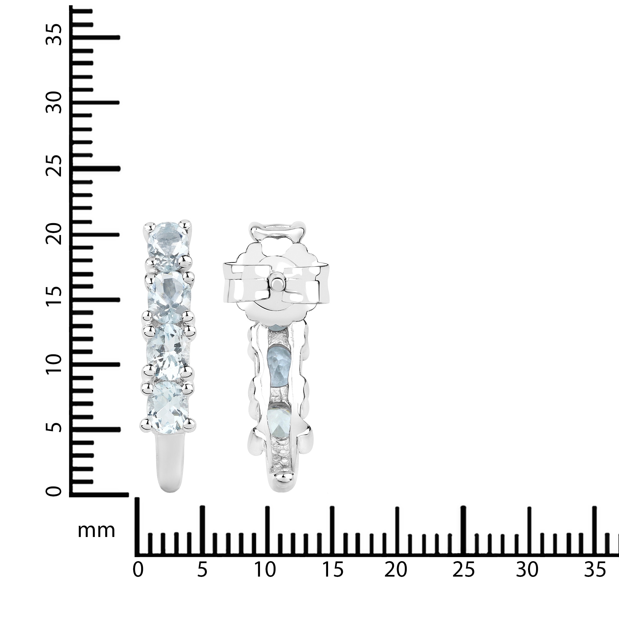 Vira Jewels Paar Ohrhänger »925 Sterling Silber rhodiniert Aquamarine«
