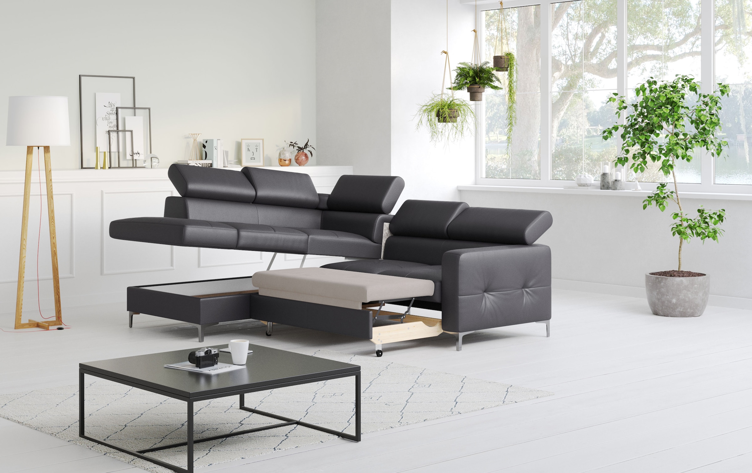 COTTA Ecksofa »Sammy L-Form«, mit Kopfteilverstellung, wahlweise mit Bettfunktion & Bettkasten