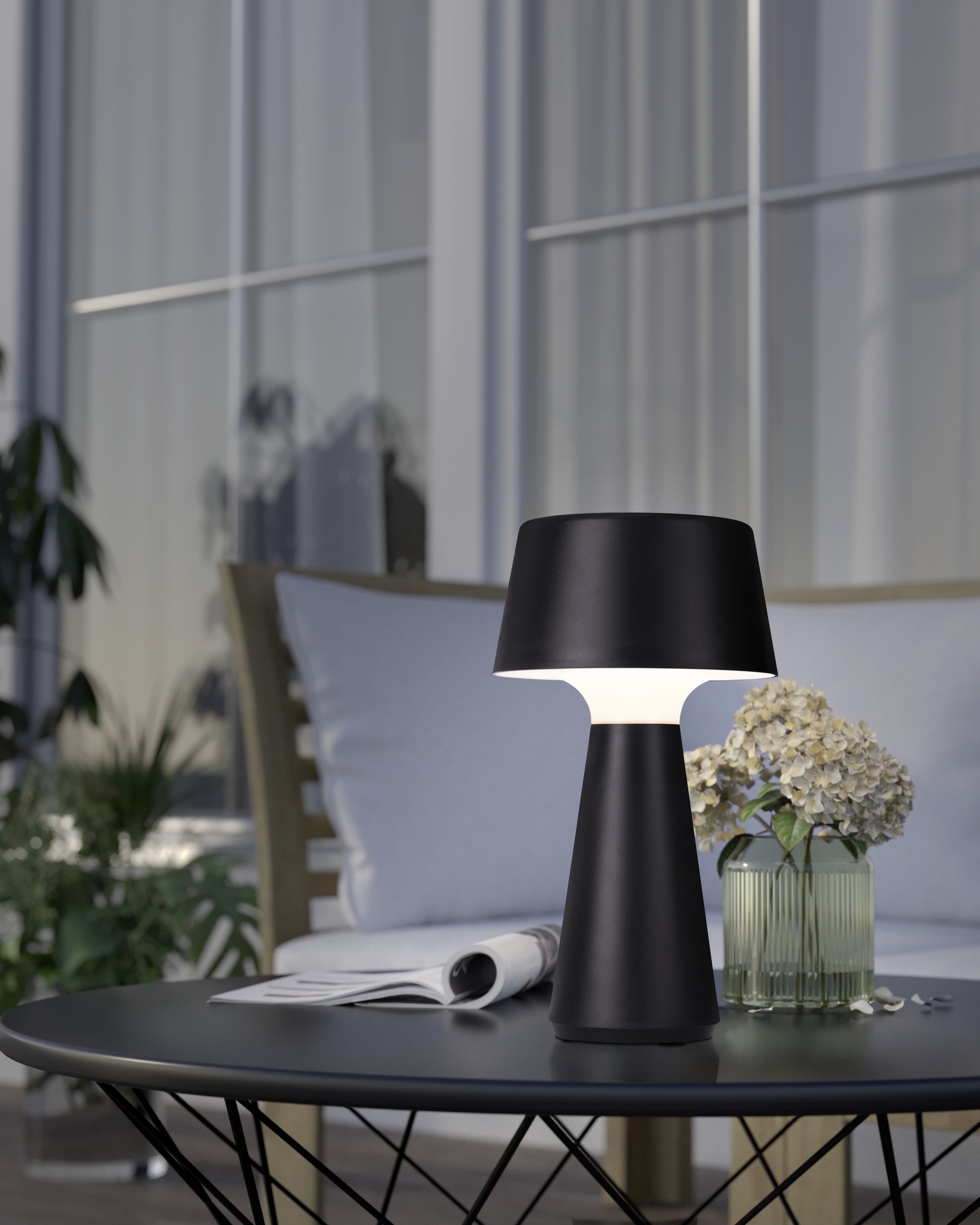 EGLO Tischleuchte »HUESA Tischlampe - Kunststoff - LED - 3W - IP44« LED-Modul 1 Stk. Neutralweiß | Warmweiß Nachttischlampe, Schreibtischleuchte, Leselampe, H29 x Ø13 cm