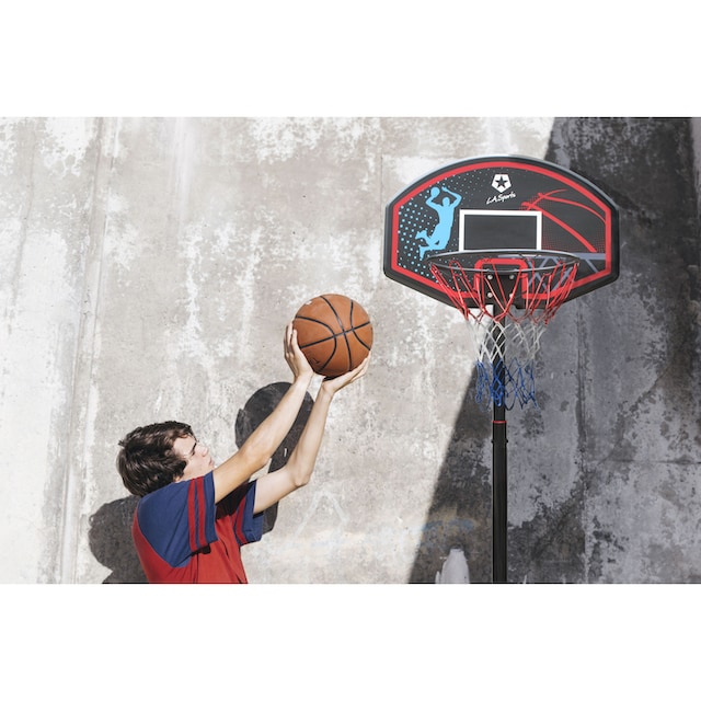 L.A. Sports Basketballkorb, (Set, 3 St., Komplett-Set mit Basketballkorb,  Netz und Ständer), mit Transportrollen, stabile pulverbeschichtete  Metallrohre | BAUR
