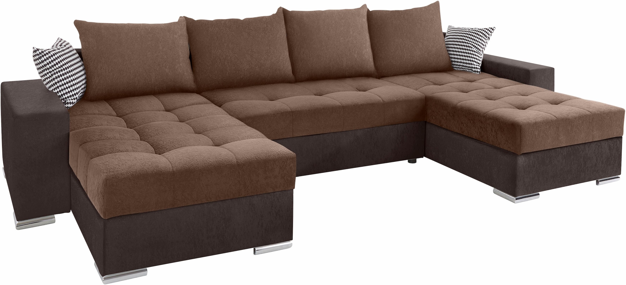COLLECTION AB Wohnlandschaft »XL-Josy U-Form, Breite 313 cm, Kunstleder-Mix, Microfaser«, inkl. Bettfunktion, Bettkasten, mit 4 gleich großen Rückenkissen