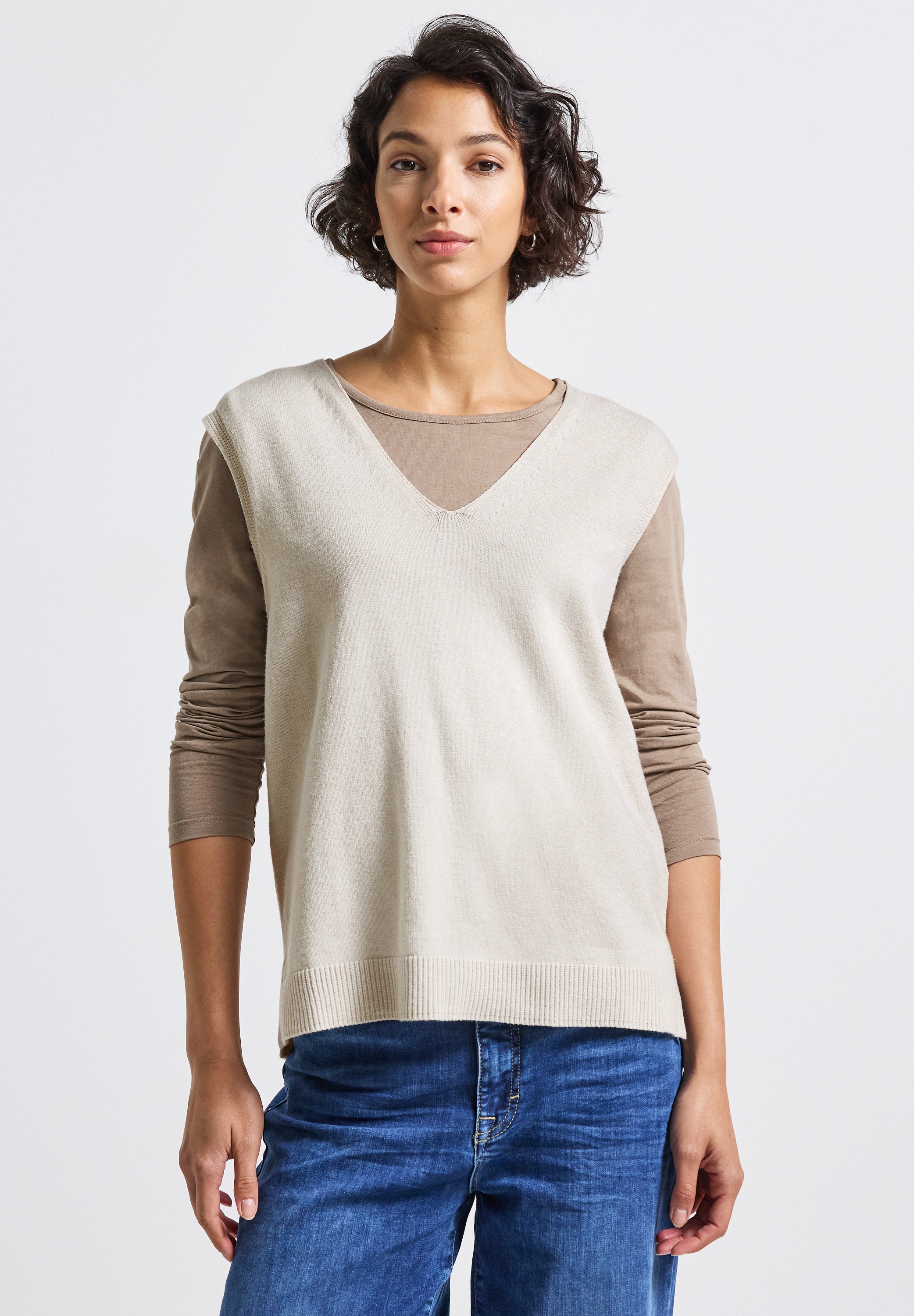 STREET ONE Kurzarmpullover, aus softem Materialmix günstig online kaufen