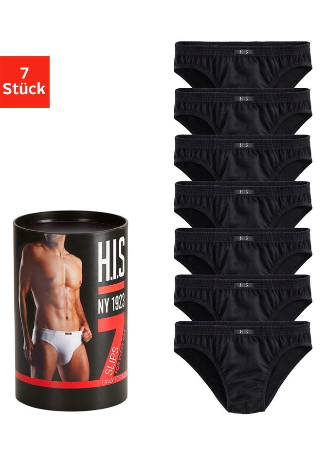 H.I.S Slip "Unterhosen für Herren" Dose, 7 Stk. aus Baumwoll-Mix in einer Dose verpackt