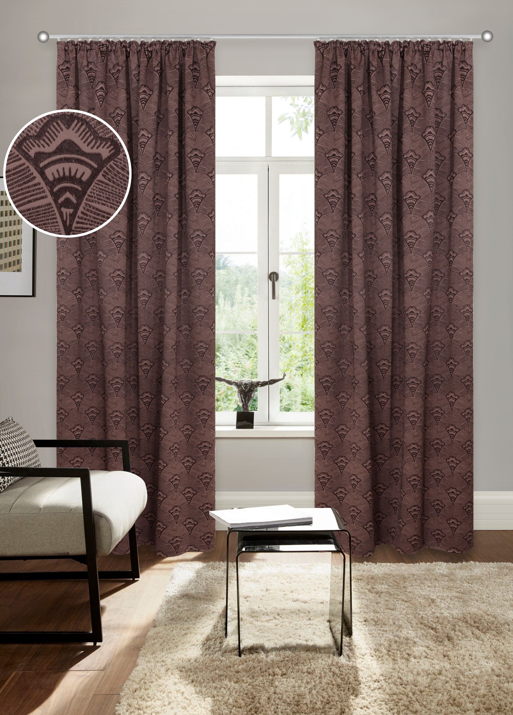 Bruno Banani Verdunkelungsvorhang "Alessio" Kräuselband 1 Stk. tlg. Elegantes Muster, Jacquard, verdunkelnder Vorhang, blickdicht,modern