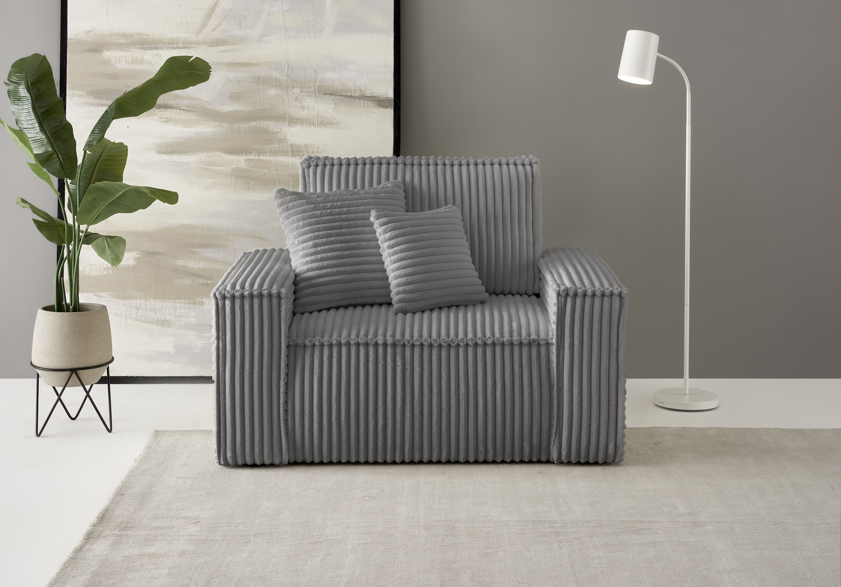 OTTO home Loveseat "FINNLEY Struktur fein, Sessel kombinierbar m. der Serie FINNLEY" 1 Stk. tlg. verfügbar in den Stoffqualitäten Bouclé, Struktur fein und Mega Cord