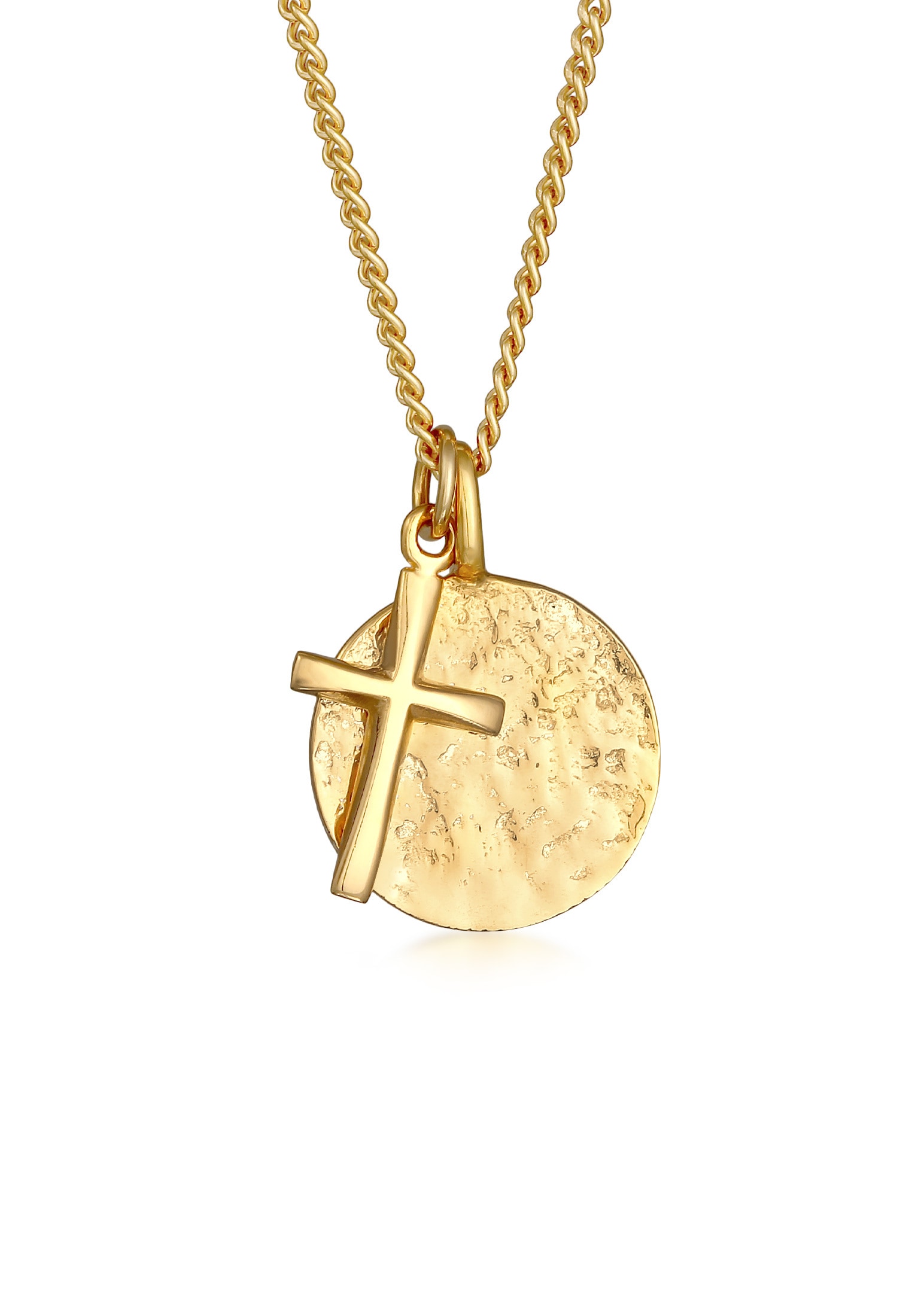 Kuzzoi Lange Kette »Halskette Herren Coin Antik Kreuz Trend Modern 925 Silber«