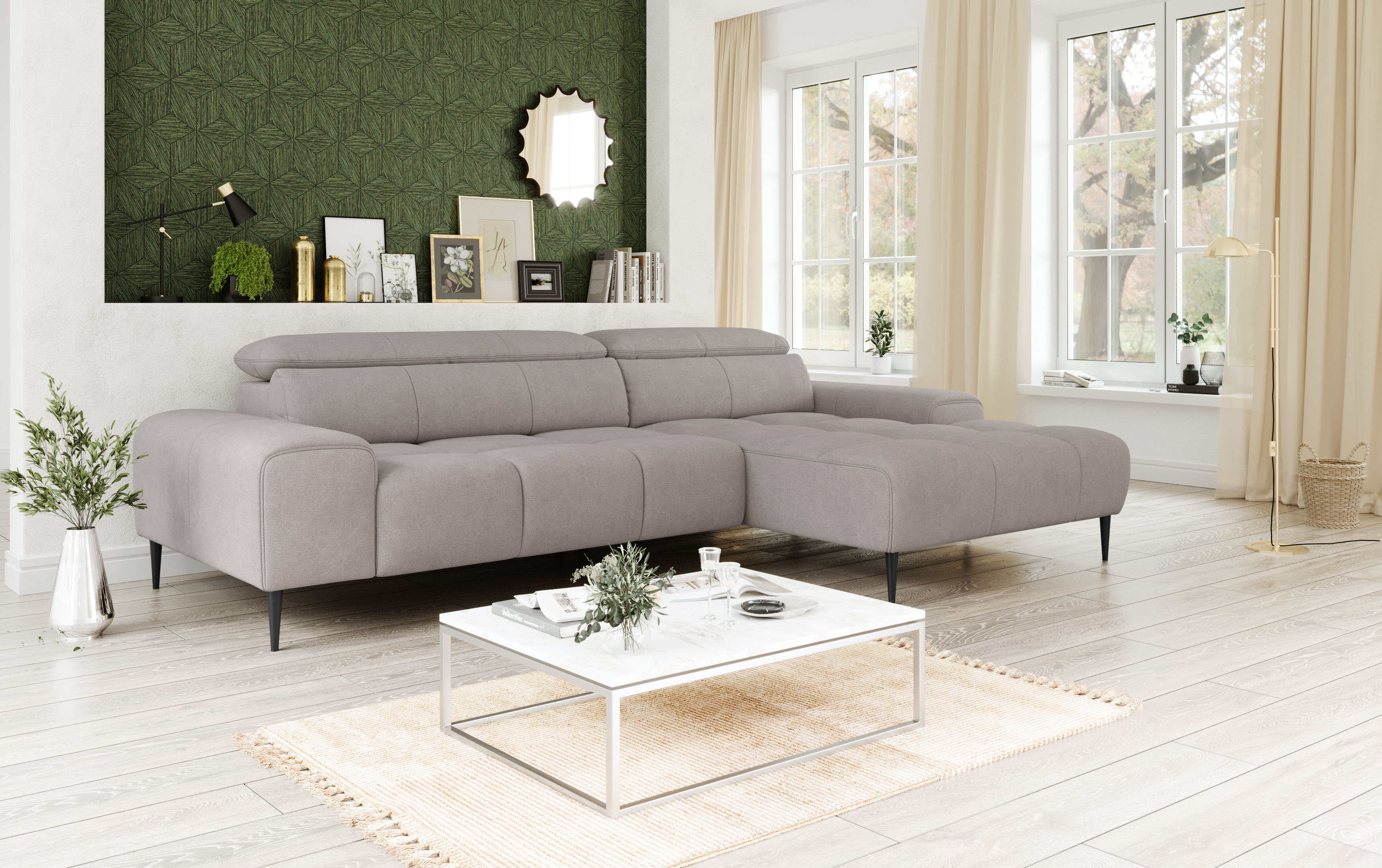 OTTO home Ecksofa "Theo L-Form, B: 290 cm" mit Kopfteilverstellung, optional Sitztiefenverstellung