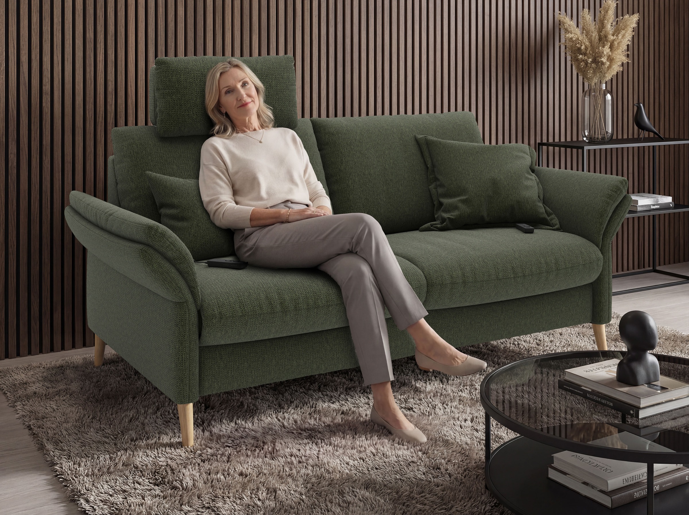 Home affaire 3-Sitzer »Sarsina, pure Entspannung mit Herz-Waage-System im Federkernsitz« Motorische Relaxfunktion, optimale Durchblutung & Kabel-Handschalter