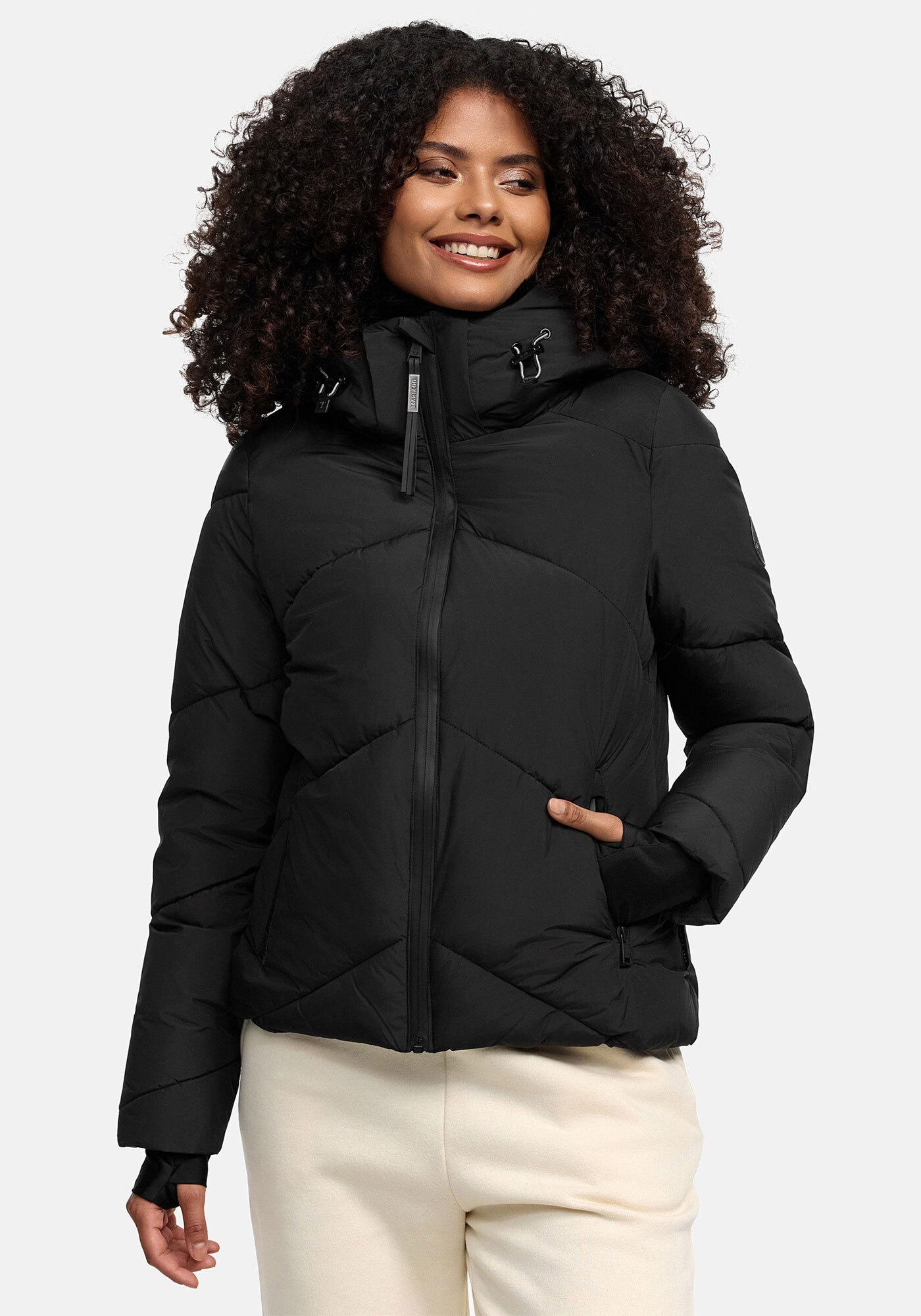 Marikoo Winterjacke »Simaraa«, mit abnehmbarem Kunstfellkragen