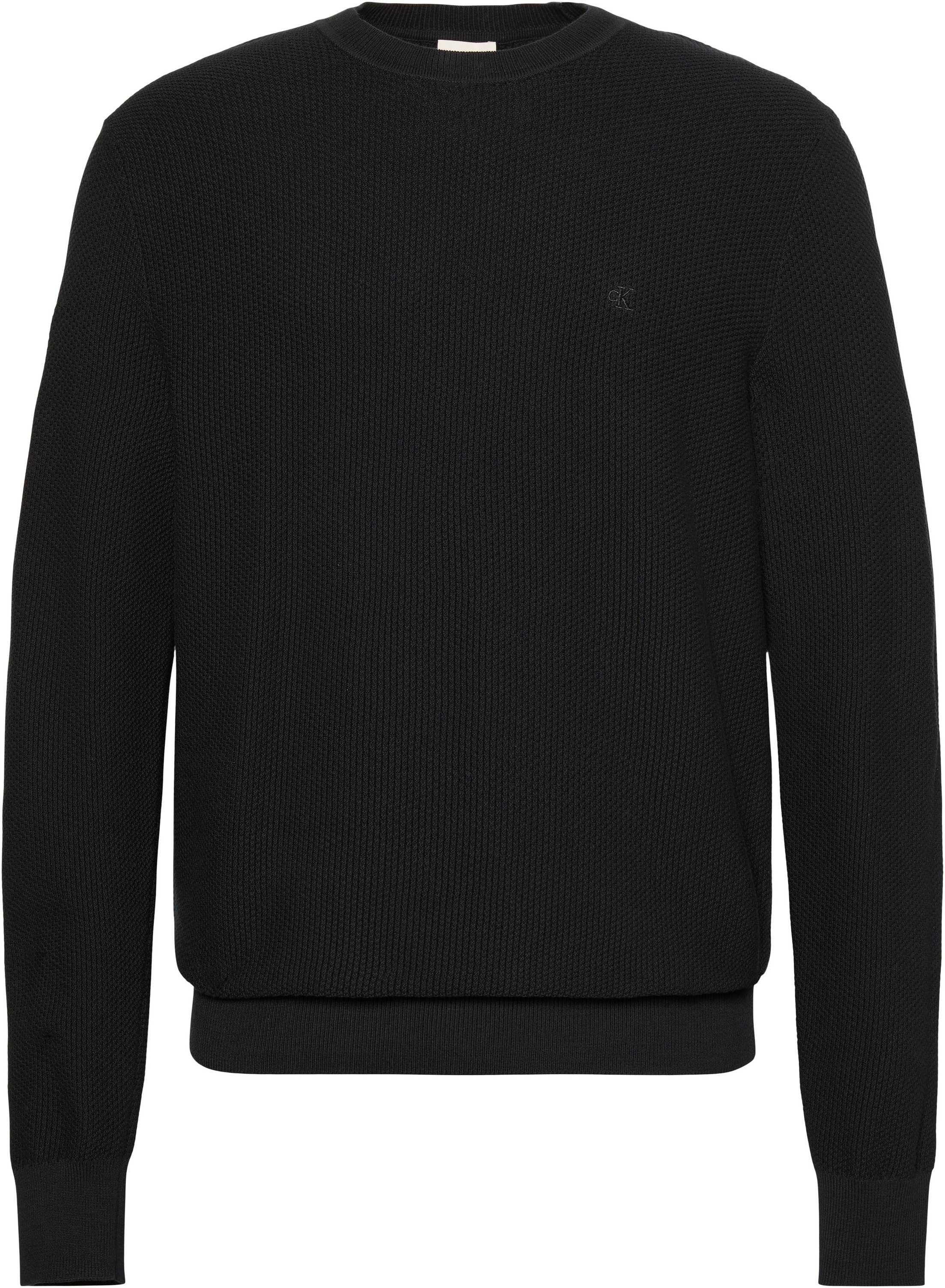 Calvin Klein Rundhalspullover "LS TEXTURED COTTON CREWNK SWEATE" Regular fi günstig online kaufen