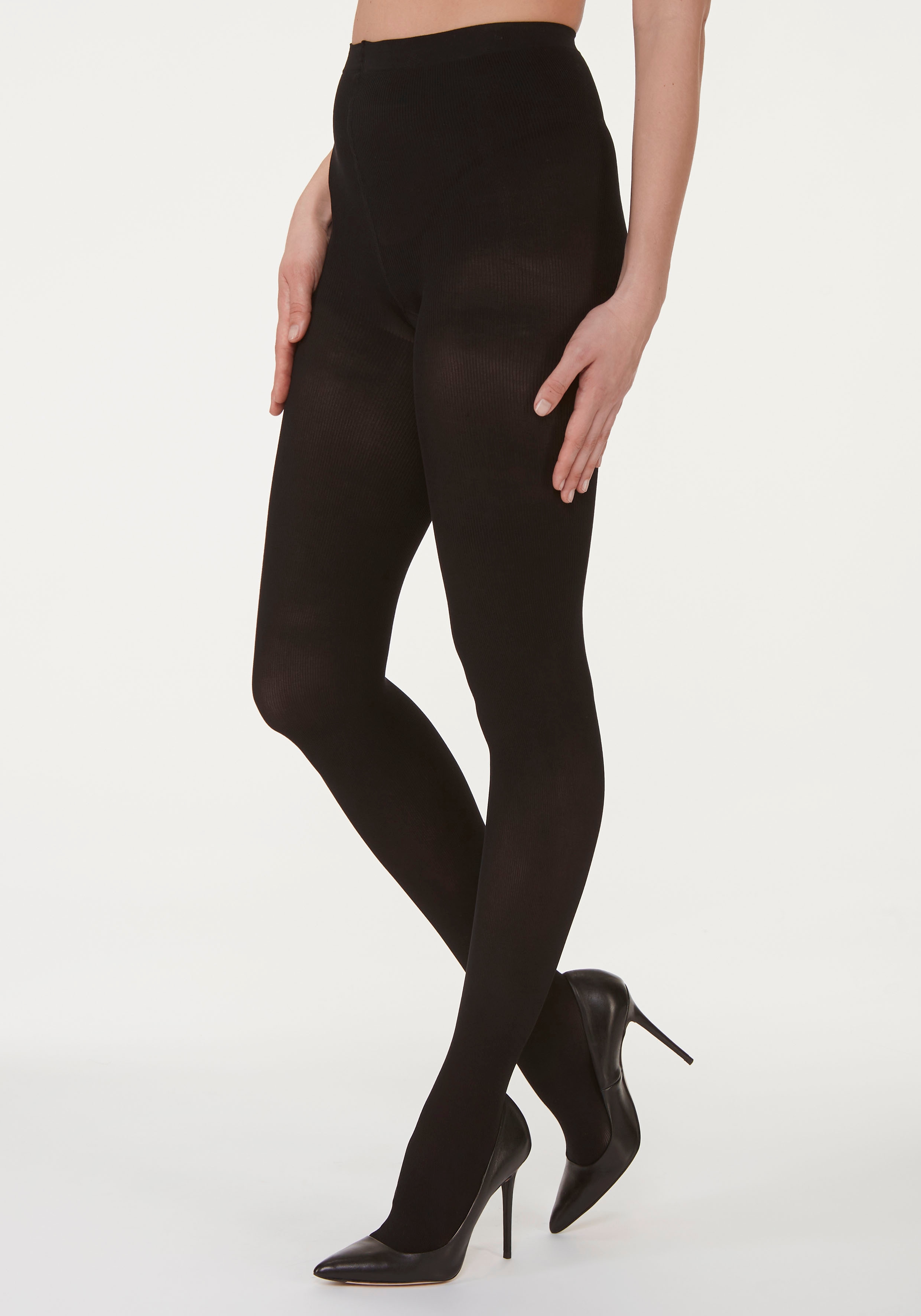 Vivance Feinstrumpfhose "Damen semi Blickdicht bis Gr. 44-46" 40 DEN mit feiner edlen Rippstruktur