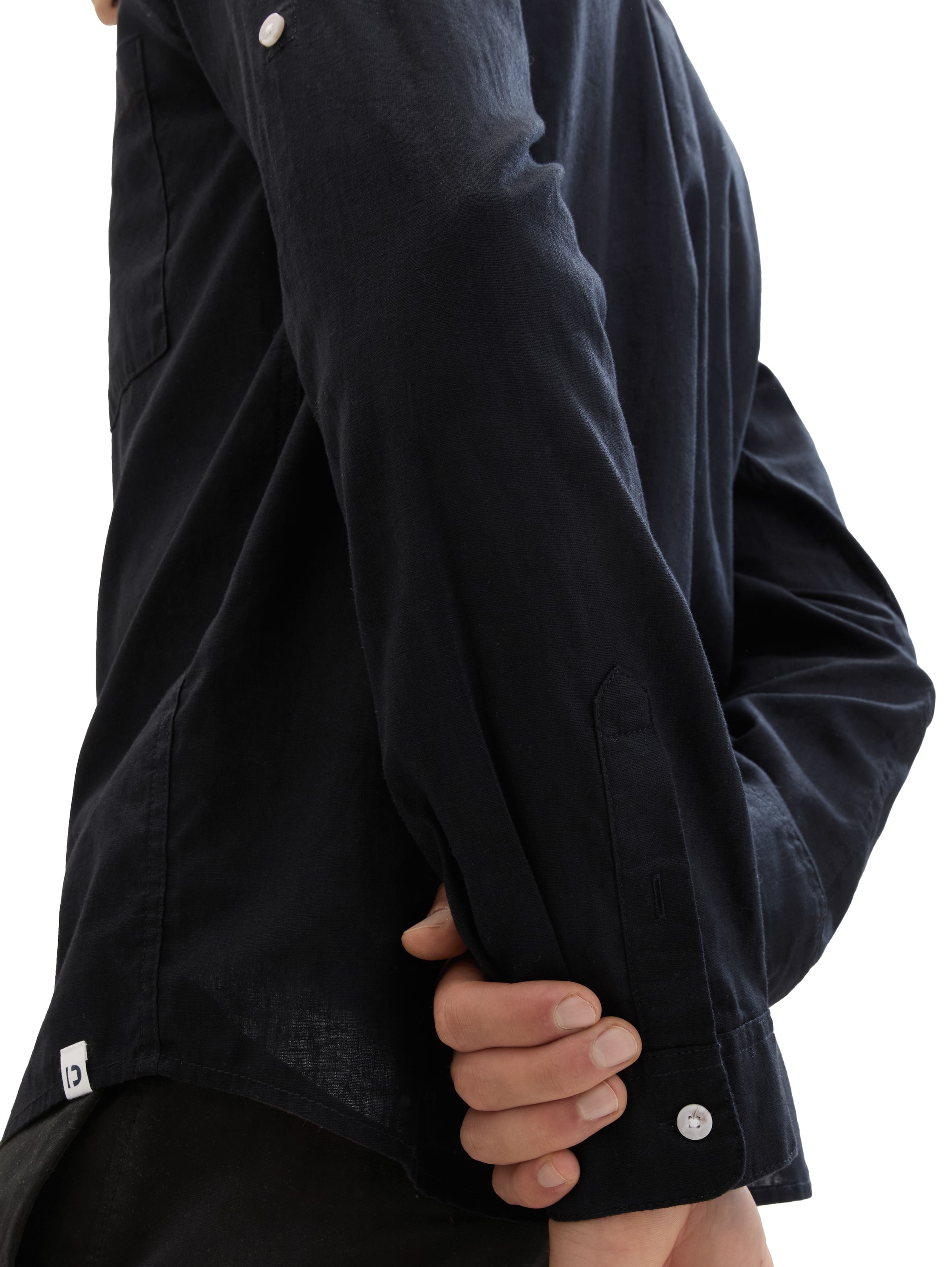 TOM TAILOR Denim Langarmhemd, mit Leinen