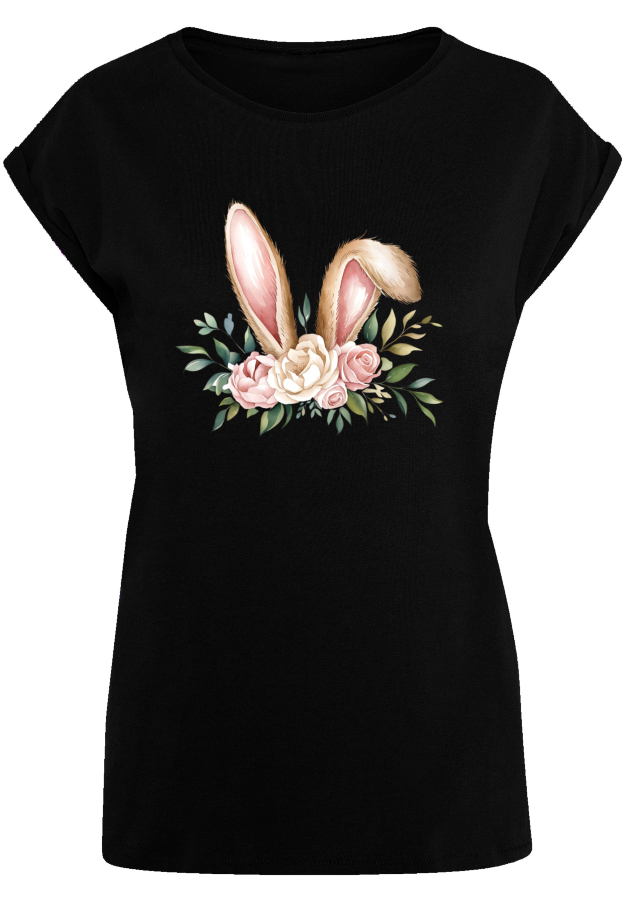F4NT4STIC T-Shirt »Blumen Osterhasen Ohren Dekor«, Premium Qualität