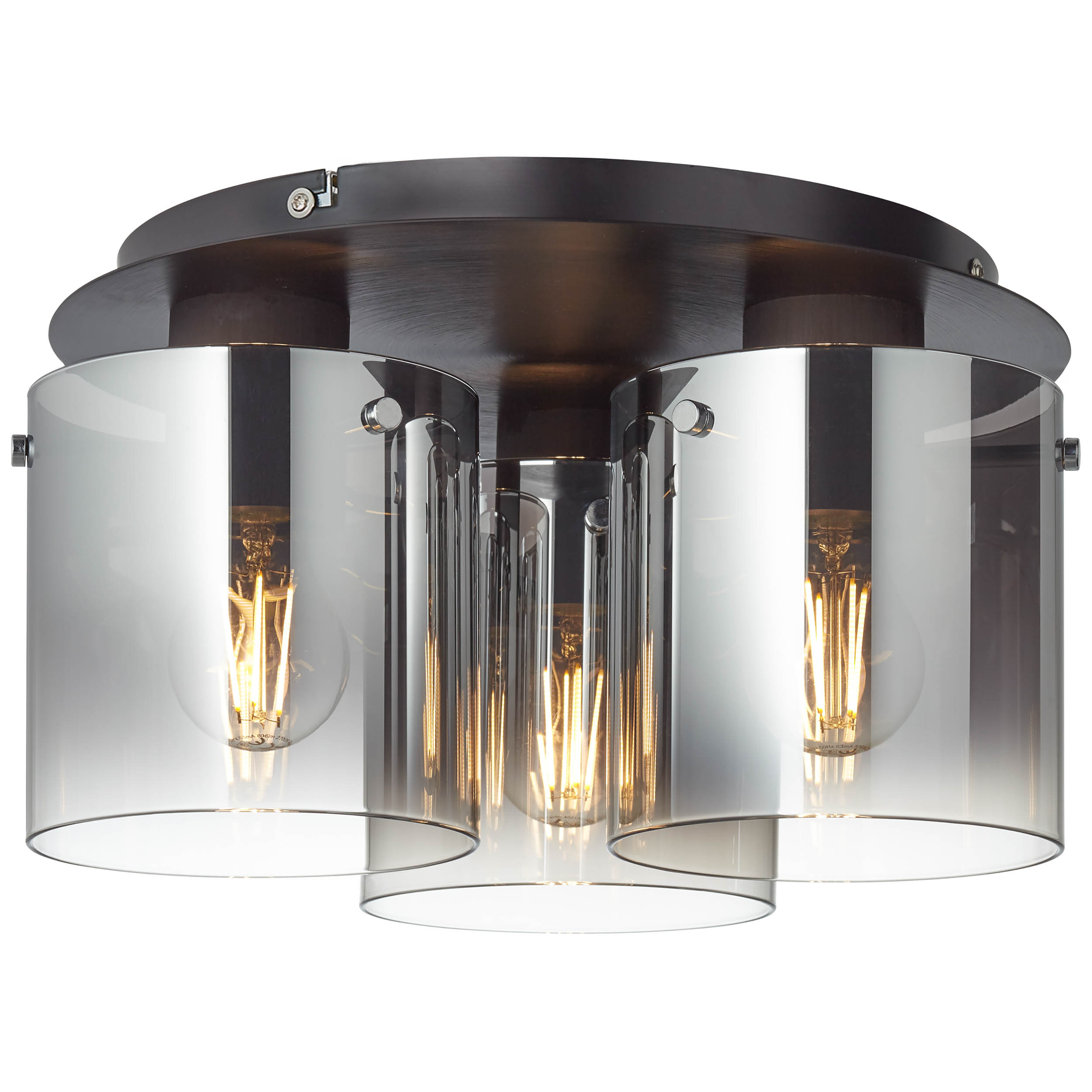 Deckenleuchte »Beth«, 3 flammig-flammig, 22 cm Höhe, Ø 35 cm, 3 x E27, Glas/Metall,...