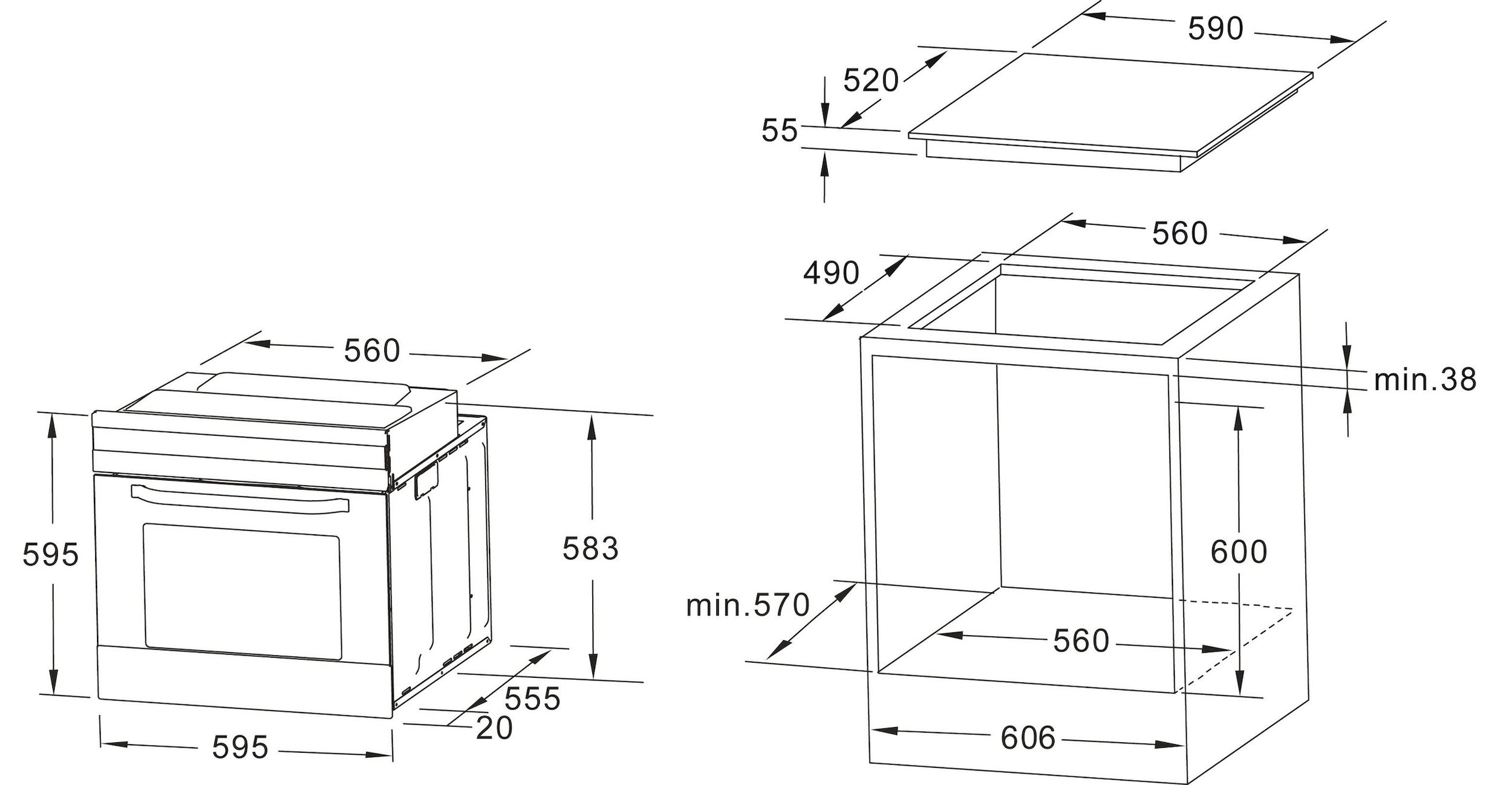 Hanseatic Elektro-Herd-Set »HB75AB+HC46CB«