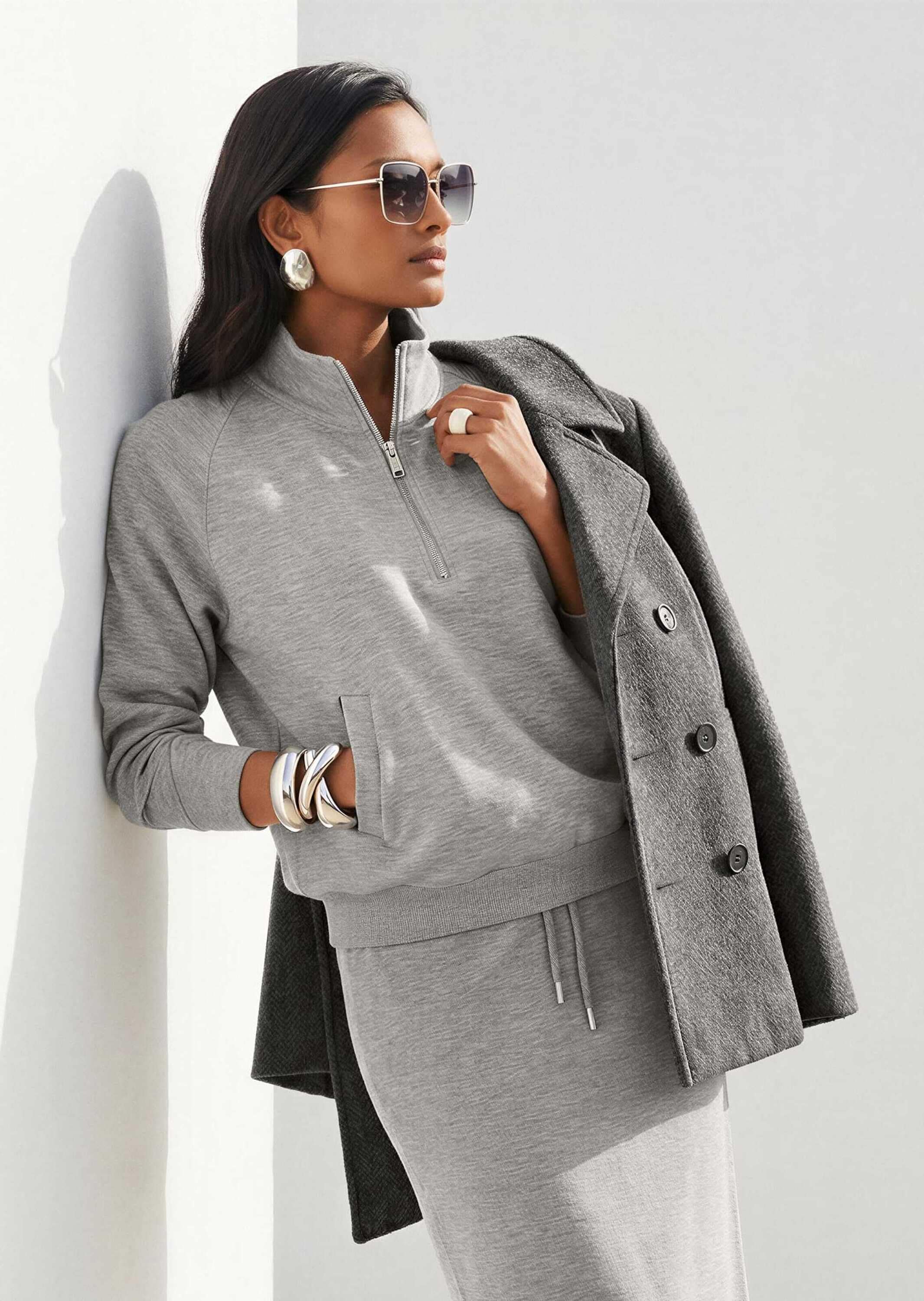 MADELEINE Langarmshirt »Shirt Sweatshirt mit Stehkragen & Zipper«