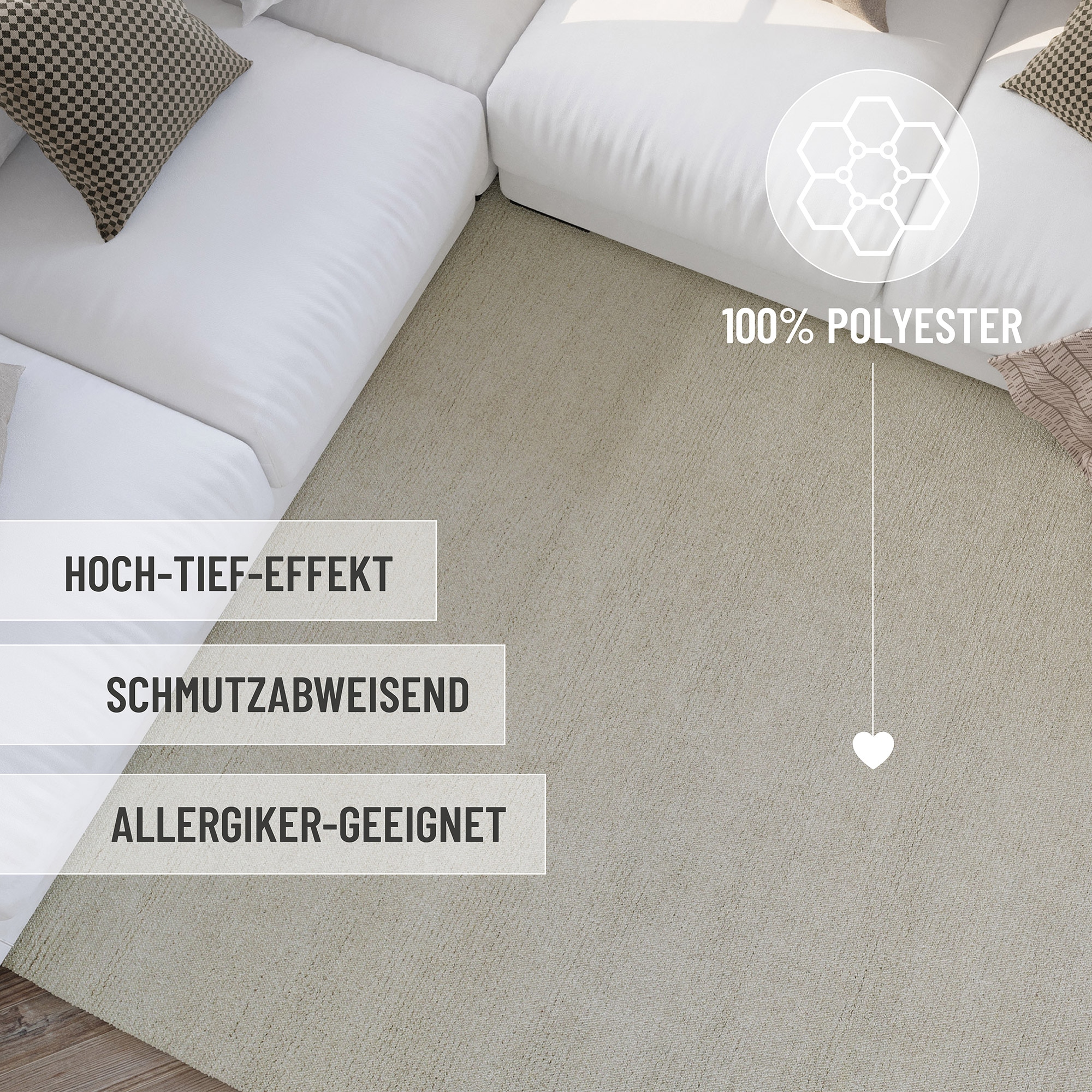 Wecon home Teppich »Hamptons THIRTYTWO«, rund, 15 mm Höhe, Kurzflor, Wohnzimmer, Schlafzimmer, elegant, robust, Linien Muster