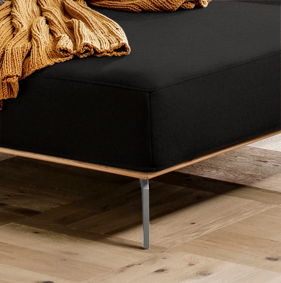 W.SCHILLIG Ecksofa »run, Designsofa mit tollem Sitzkomfort, bequem, L-Form«, mit elegantem Holzsockel, Füße in Silber matt, Breite 279 cm