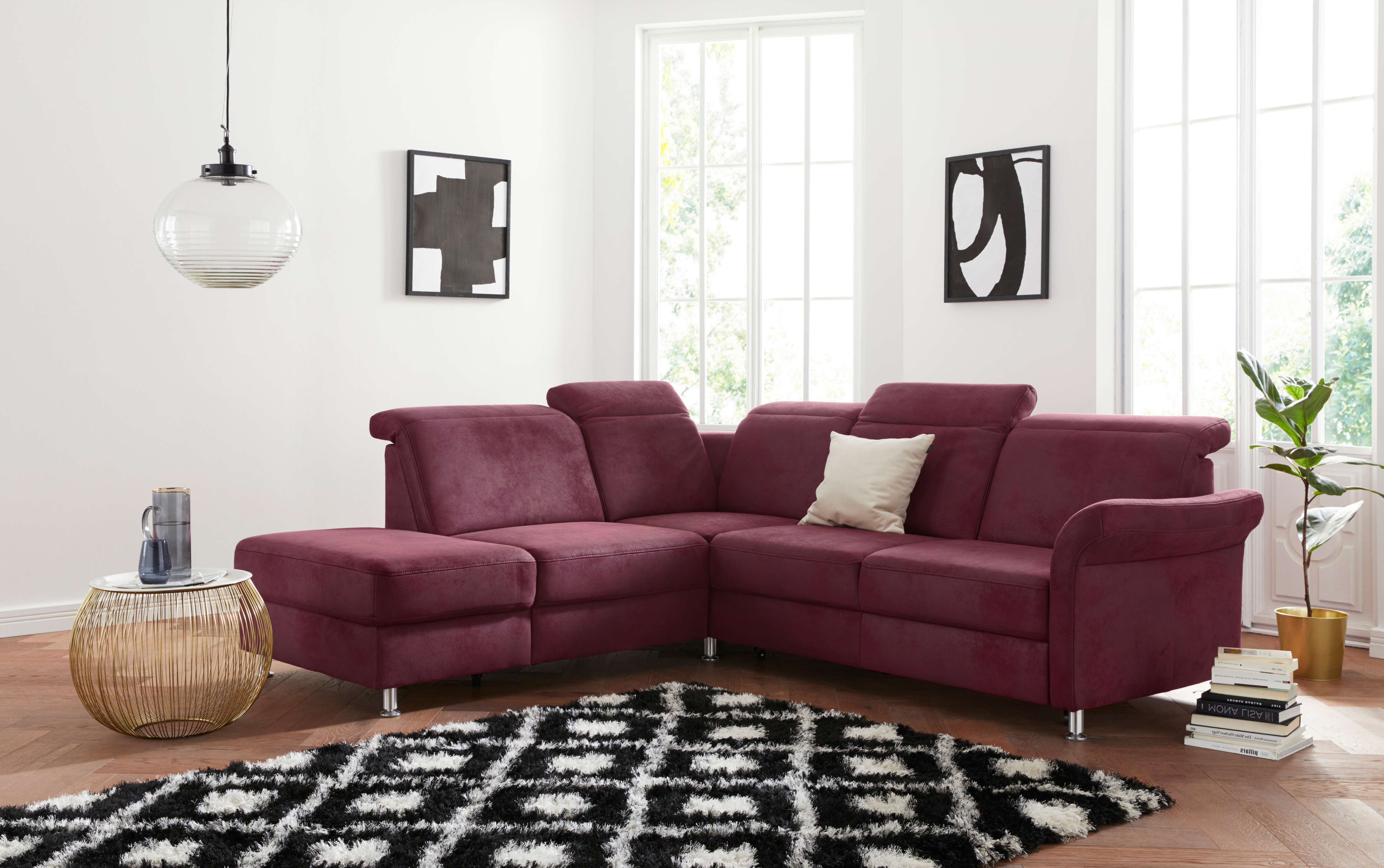sit&more Ecksofa "Darwin L-Form" inklusive Federkern, wahlweise mit Kopfteilverstellung, Schlaffunktion