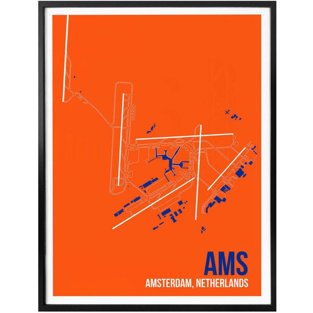 Wall-Art Poster »Wandbild AMS Grundriss Amsterdam«, Grundriss, (1 St.), Poster ohne Bilderrahmen