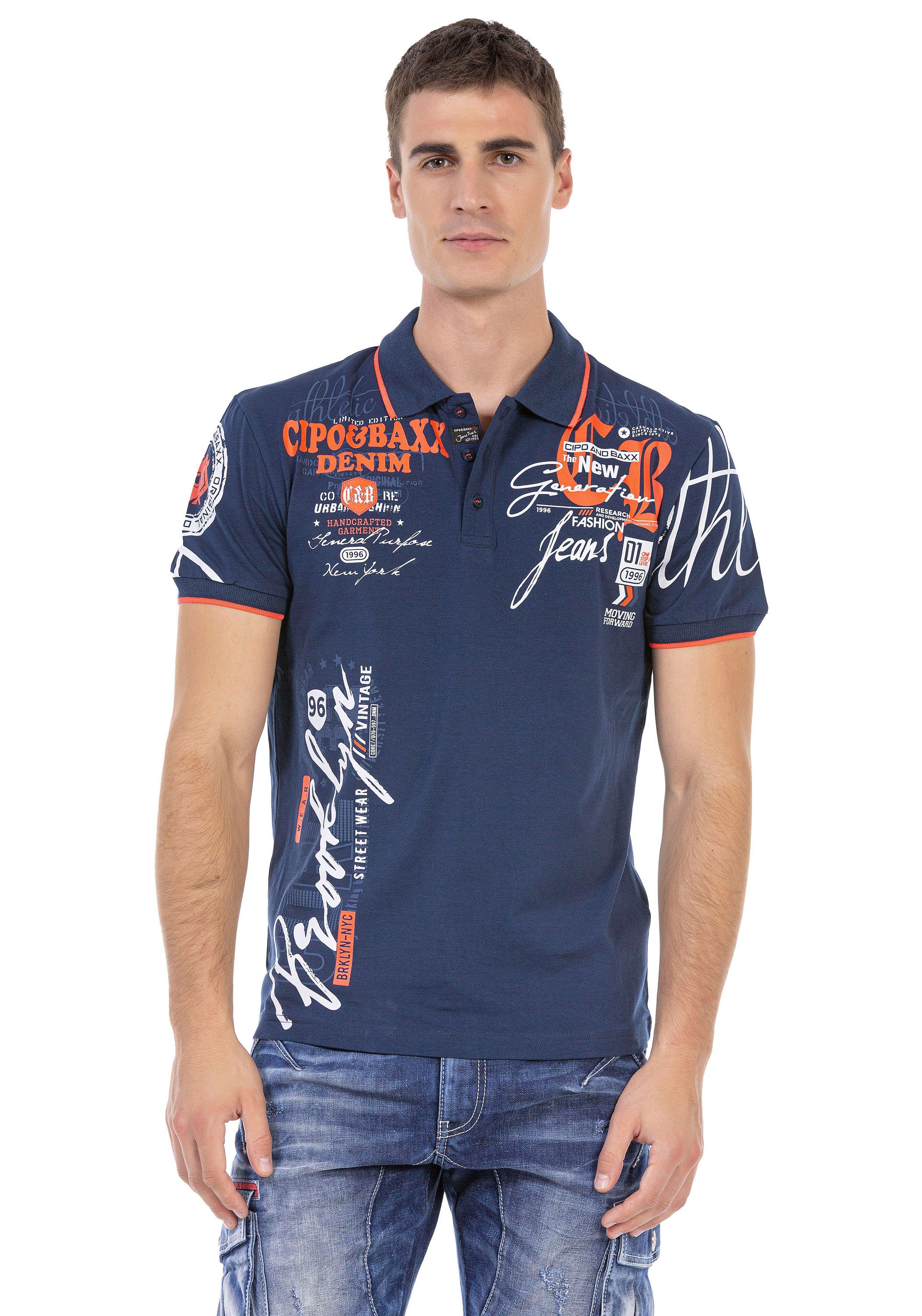 Cipo & Baxx Poloshirt, mit markantem Print