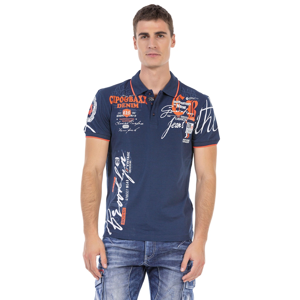 Cipo & Baxx Poloshirt, mit markantem Print