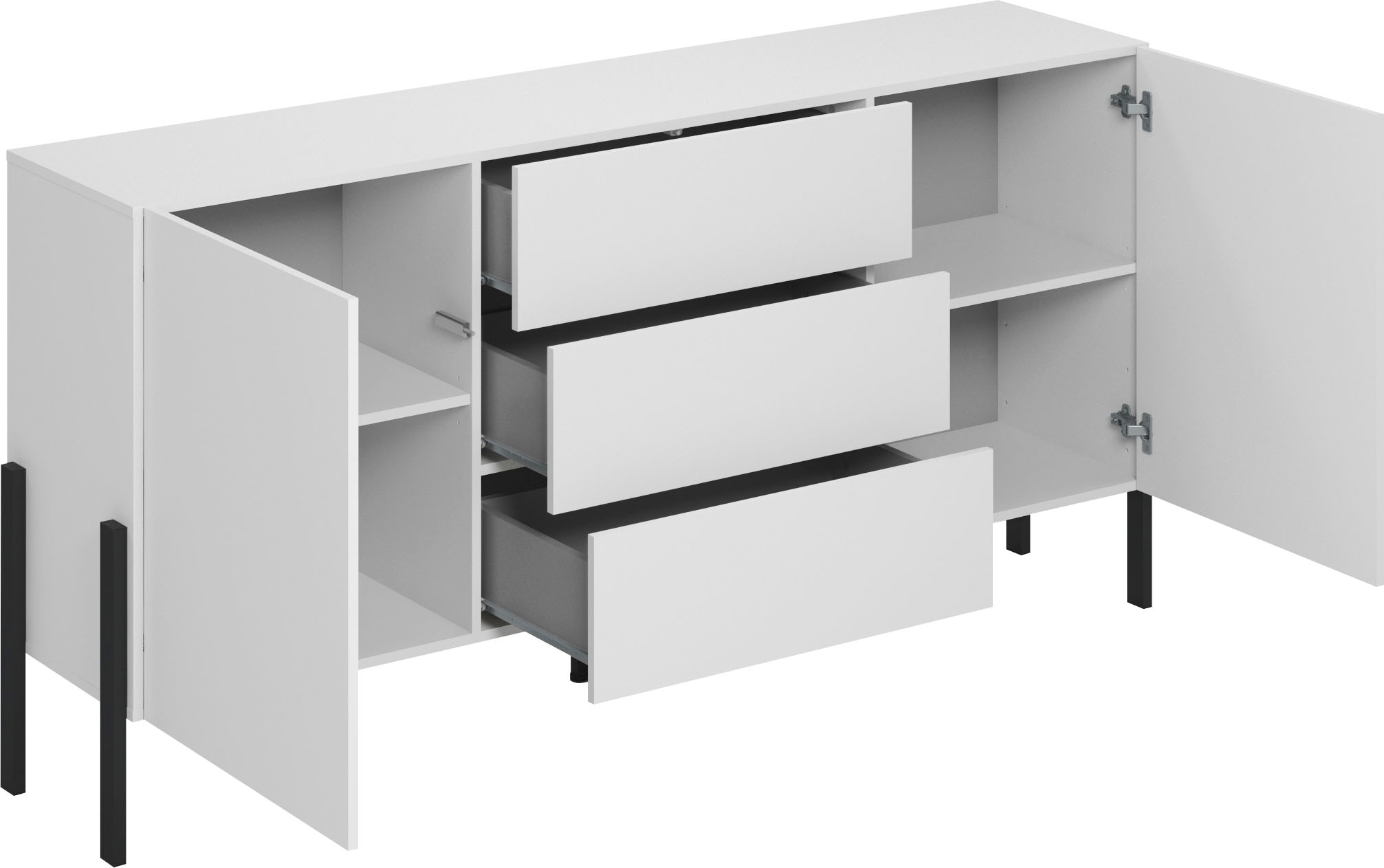 INOSIGN Sideboard »Jukon, Breite 150 bzw.180 cm, moderne grifflose Kommode«, Schubladenschrank 2 Türen/3 Schubkästen, push-to-open-Funktion